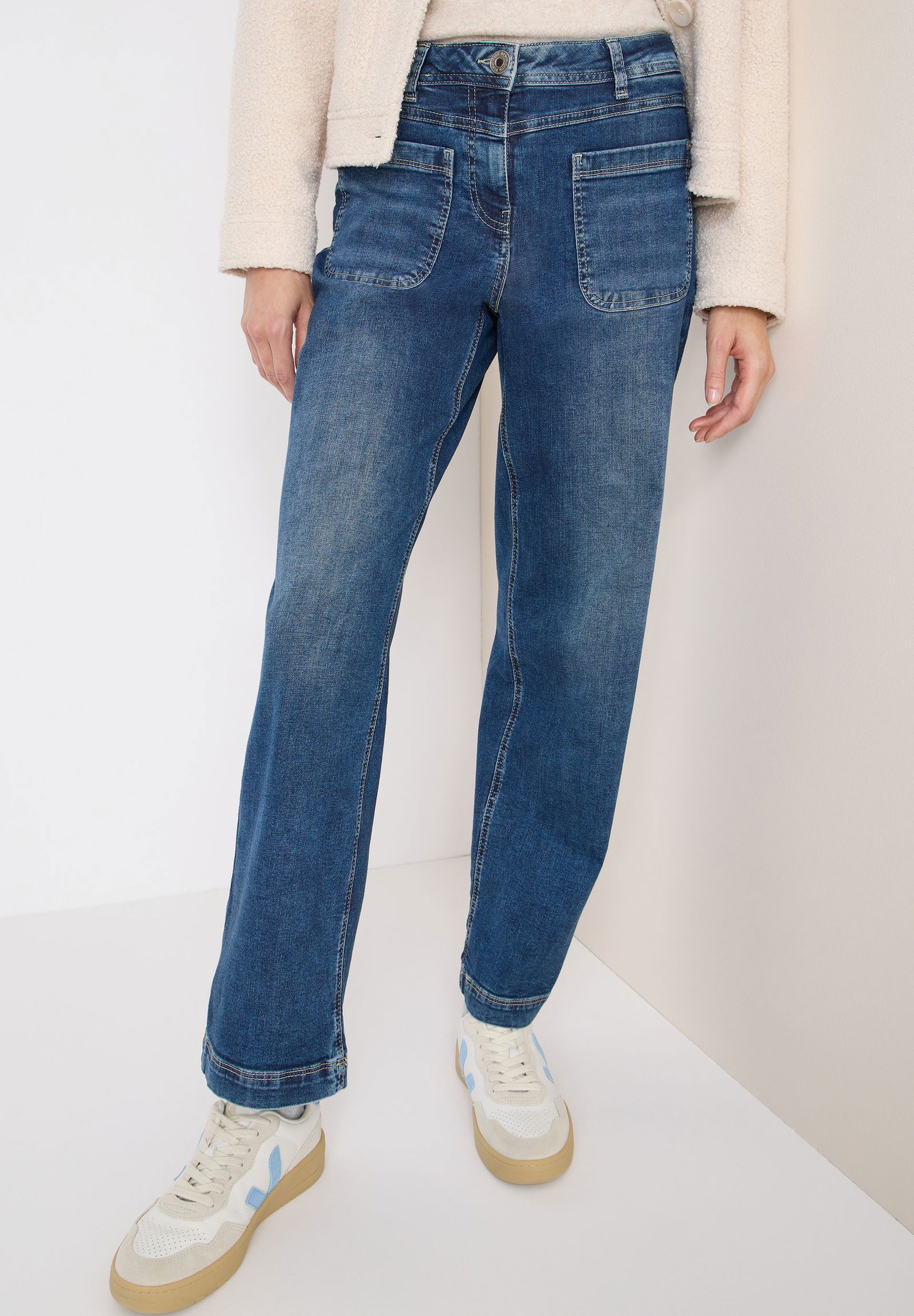 CECIL | CECIL Schmale Hose | 28/30 | mid blue used wash