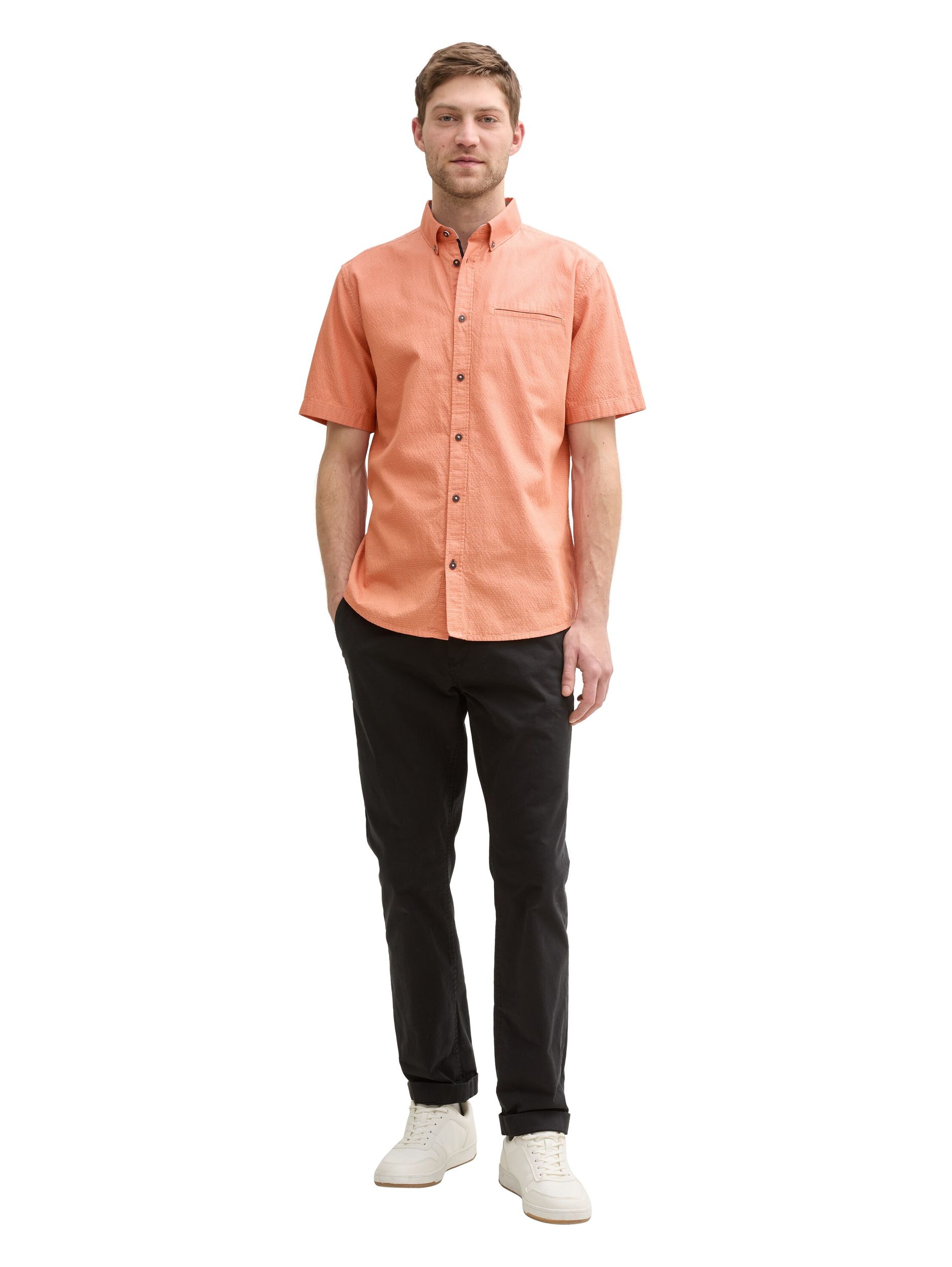 Tom Tailor |  Tom Tailor Hemd Slim Fit  | M | brick orange multicolor dot