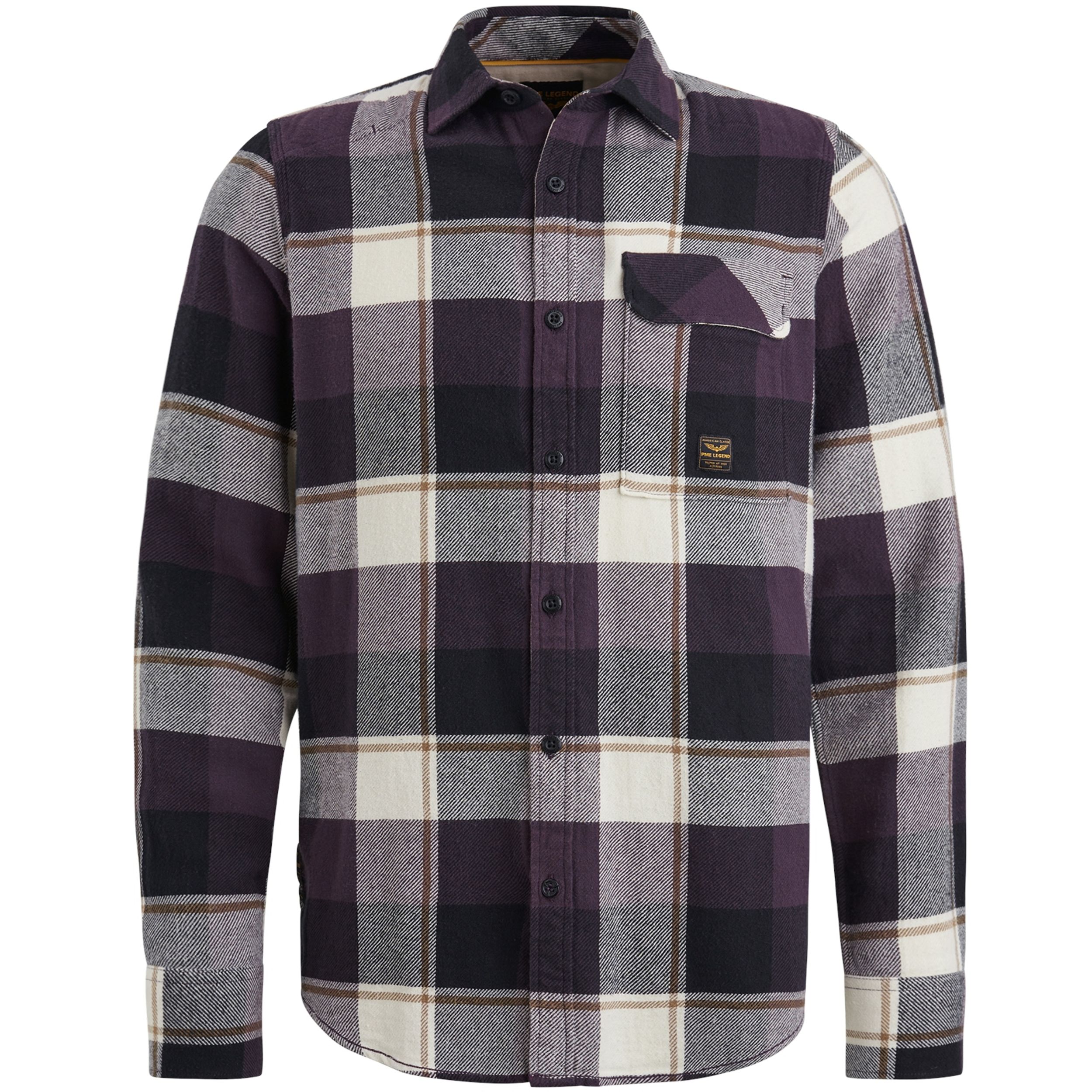 PME Legend |  Long Sleeve Shirt Ctn Flanel H. twill Check | L | plum perfect