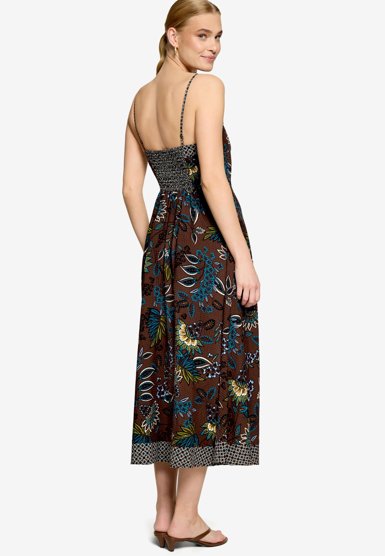 Kleid Lang ohne Arm, Brown/Petrol #2
