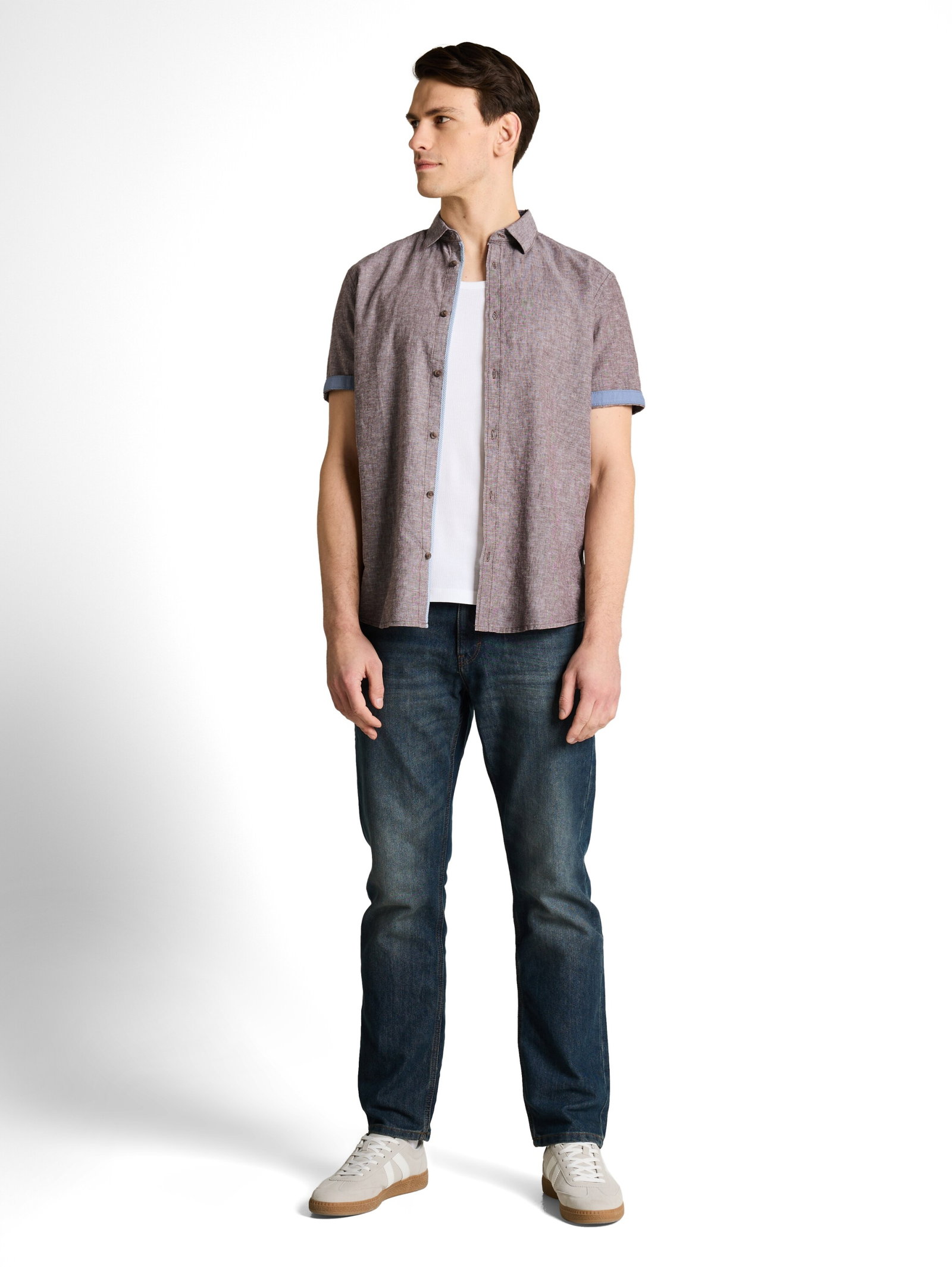 cotton linen shirt, rocky brown chambray #3
