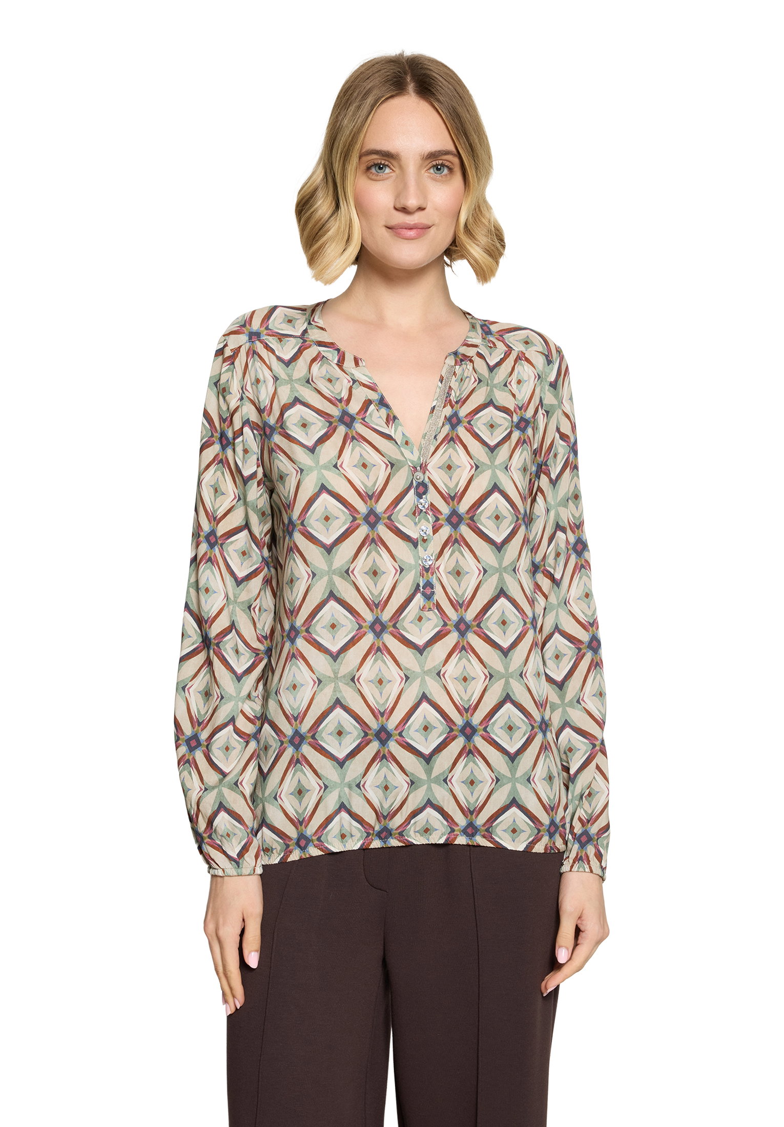 Bluse Kurz 1/1 Arm, Nature/Brown #3