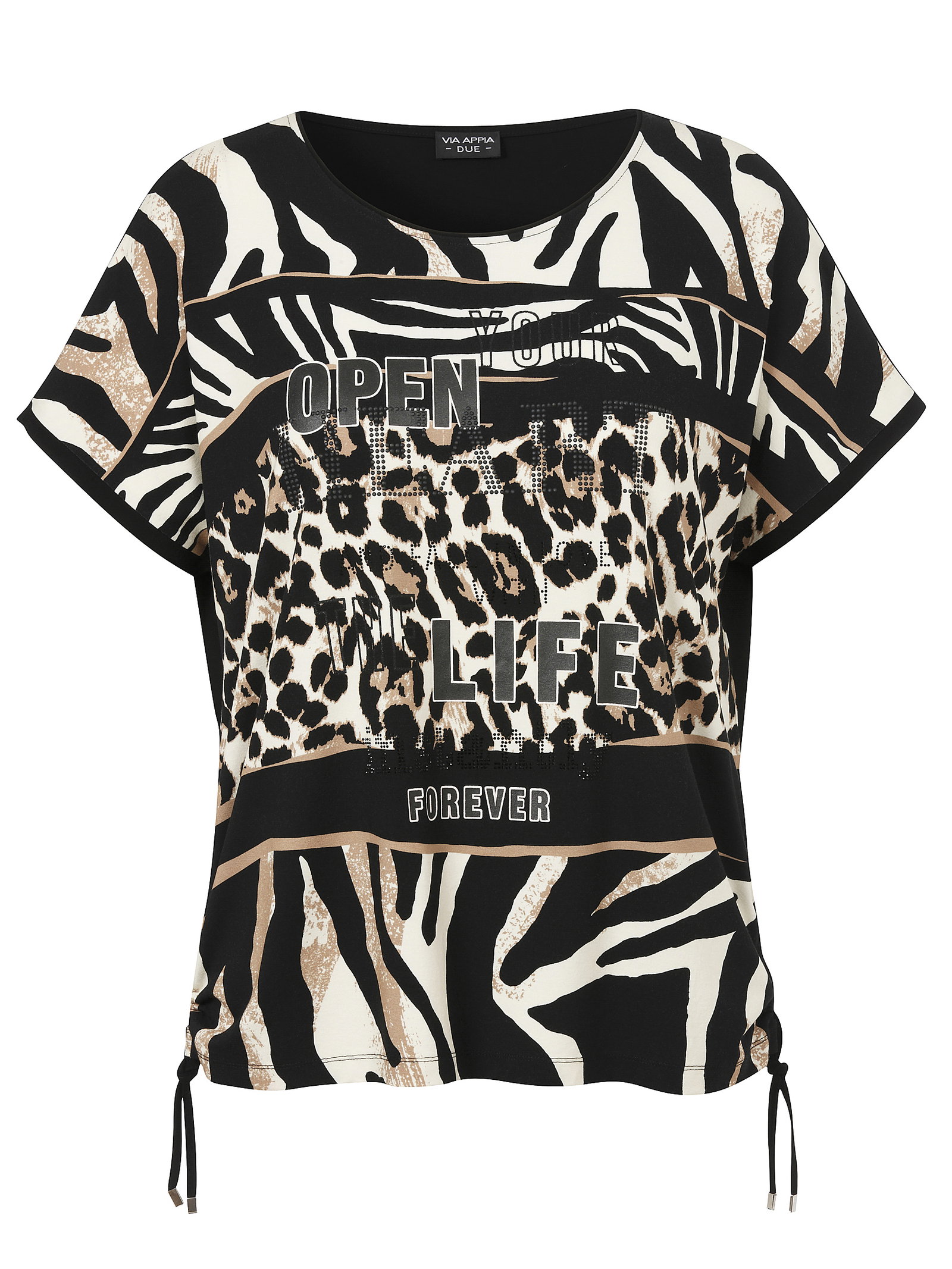 T-Shirt Rundhals 1/2 Arm Druck, schwarz multicolor #1