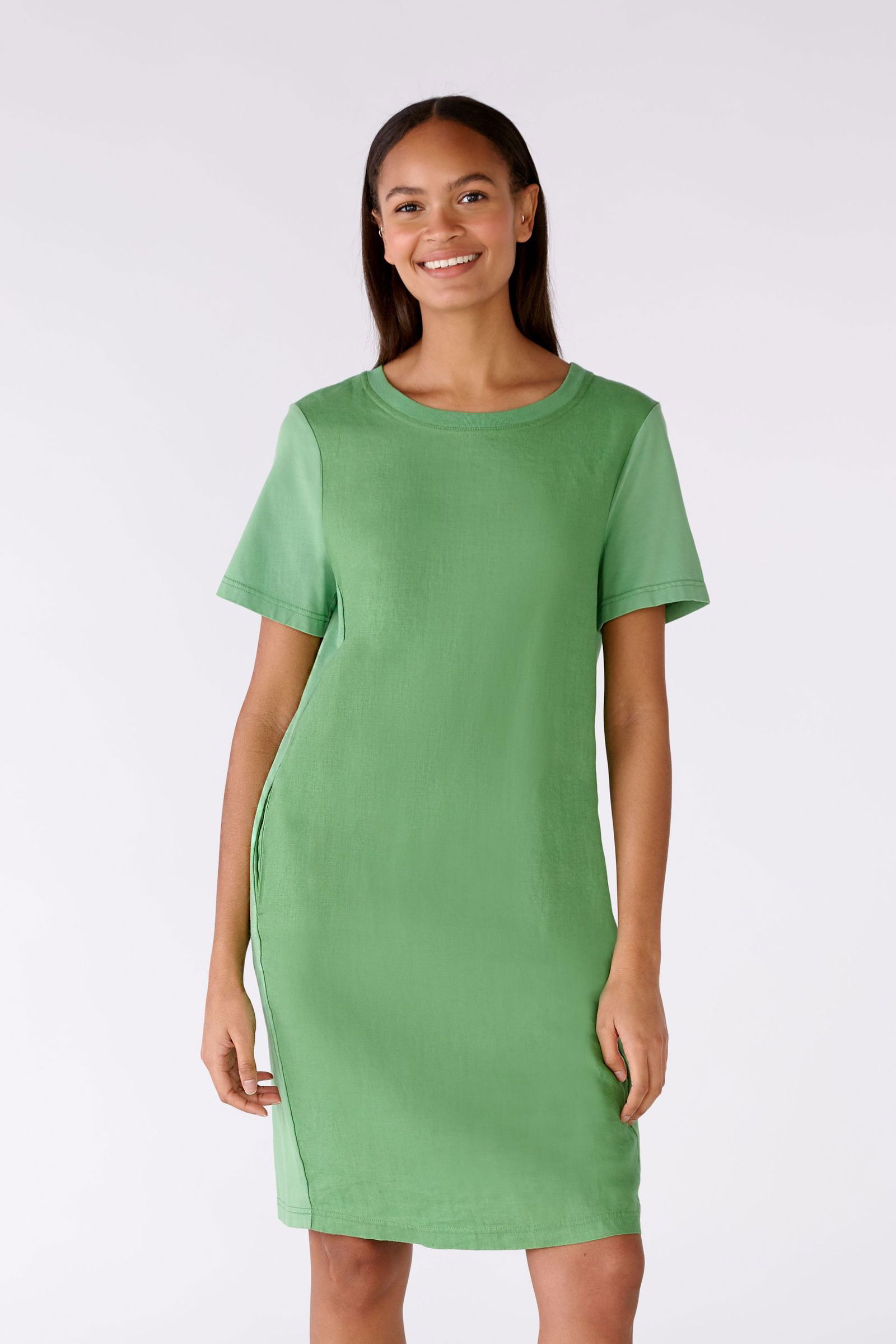 Oui |  Oui Kleid aus Leinen  | 40 | green leaf