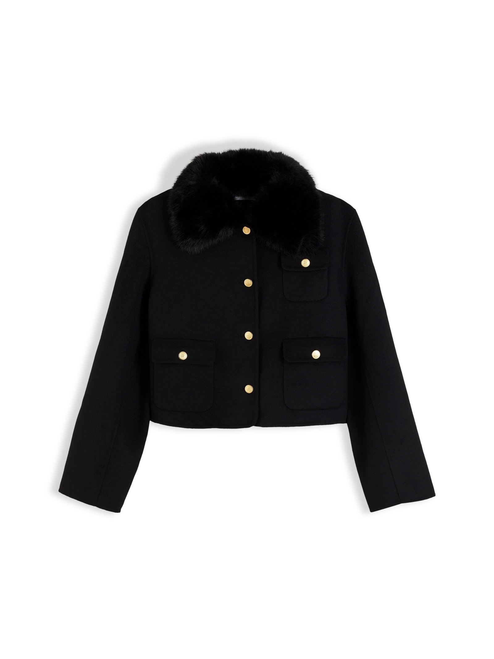 DF WOOL LADY JACKET WITH FUR, BLACK #1