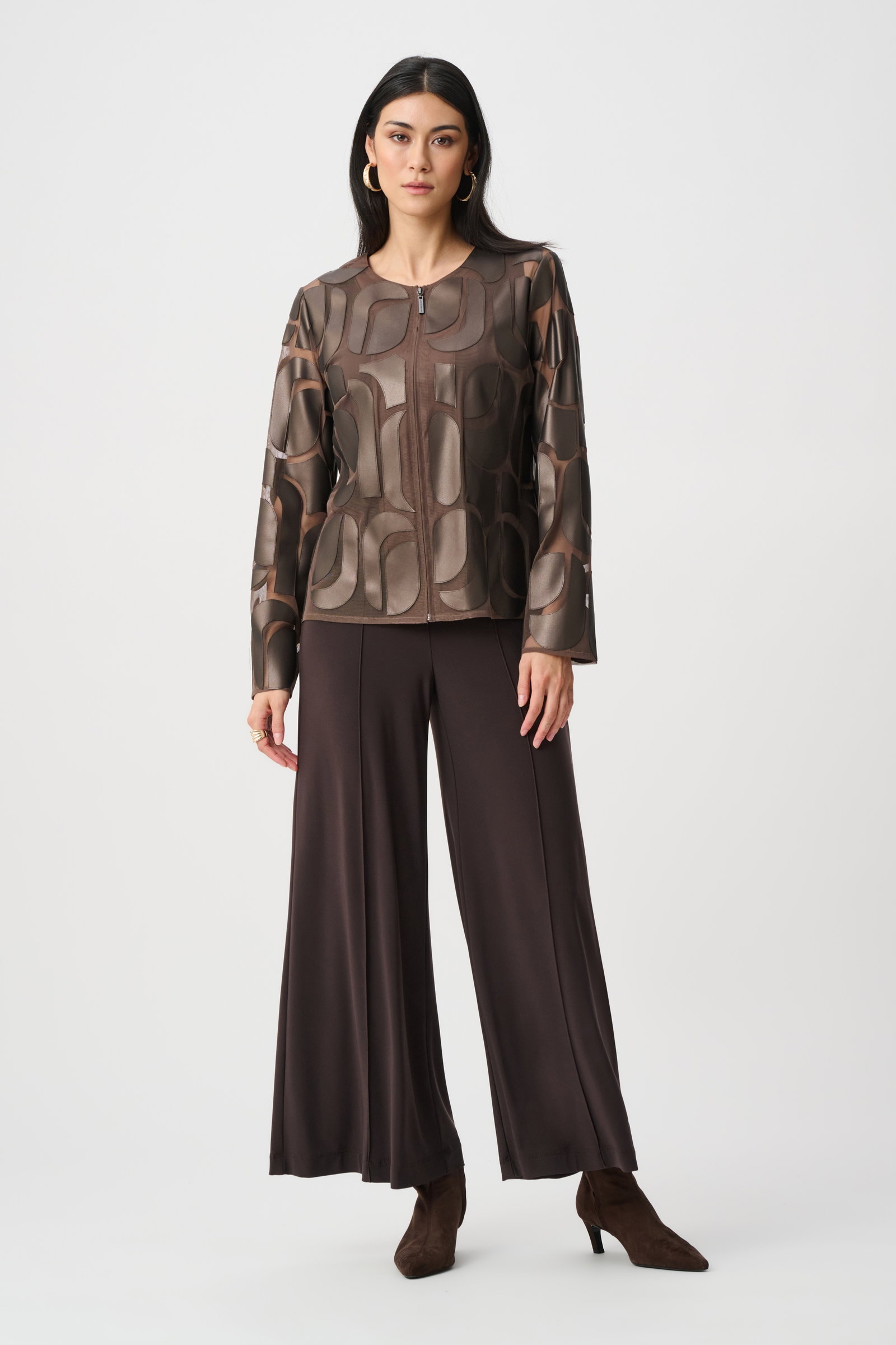 Joseph Ribkoff Jacke Gunmetal/Black abstrakte Zip-Jacke mit Schmuckdetails #3