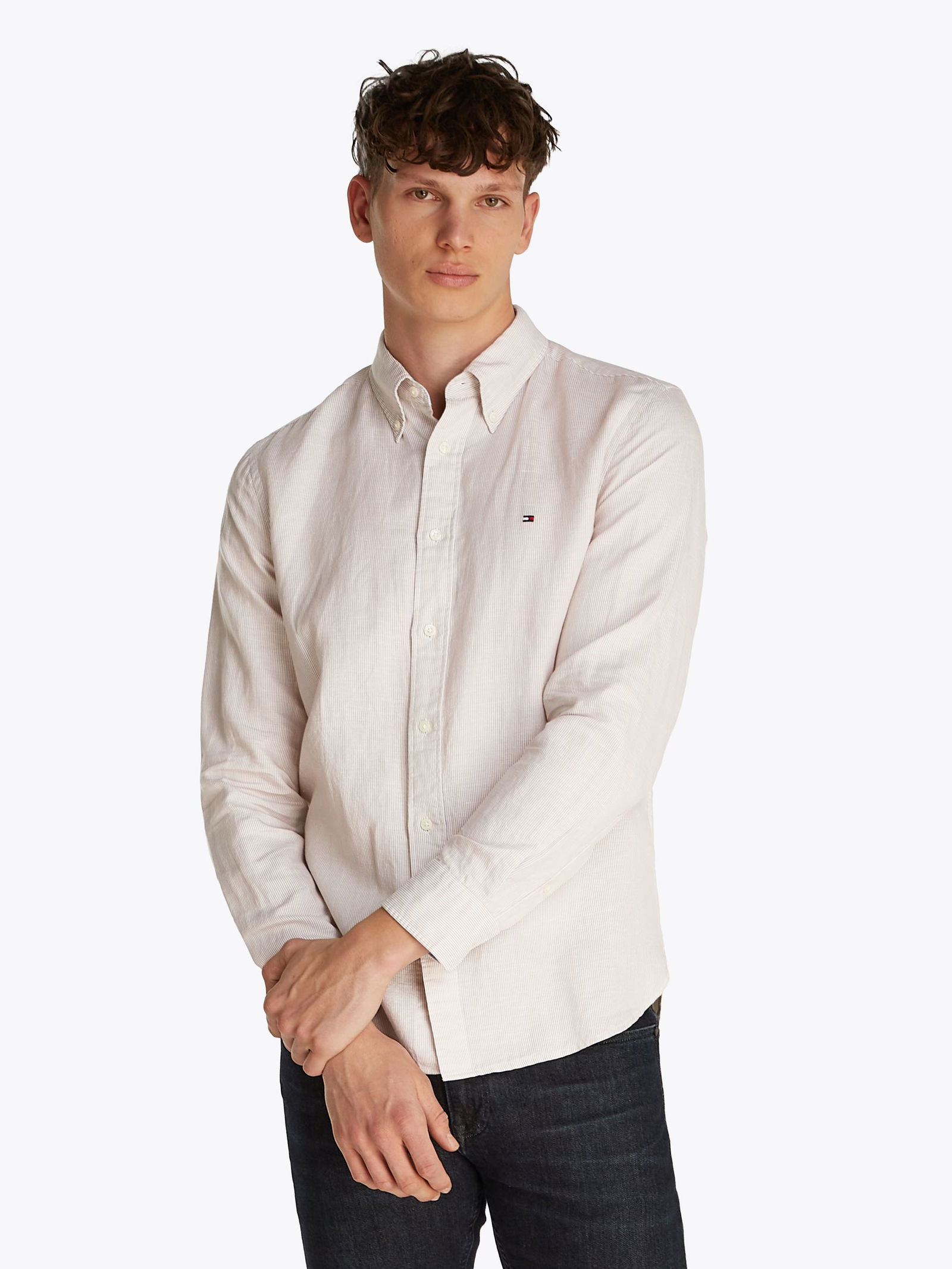 Tommy Hilfiger |  Tommy Hilfiger Hemd Regular Fit  | L | breton stp ivory petal/  dsrt sky