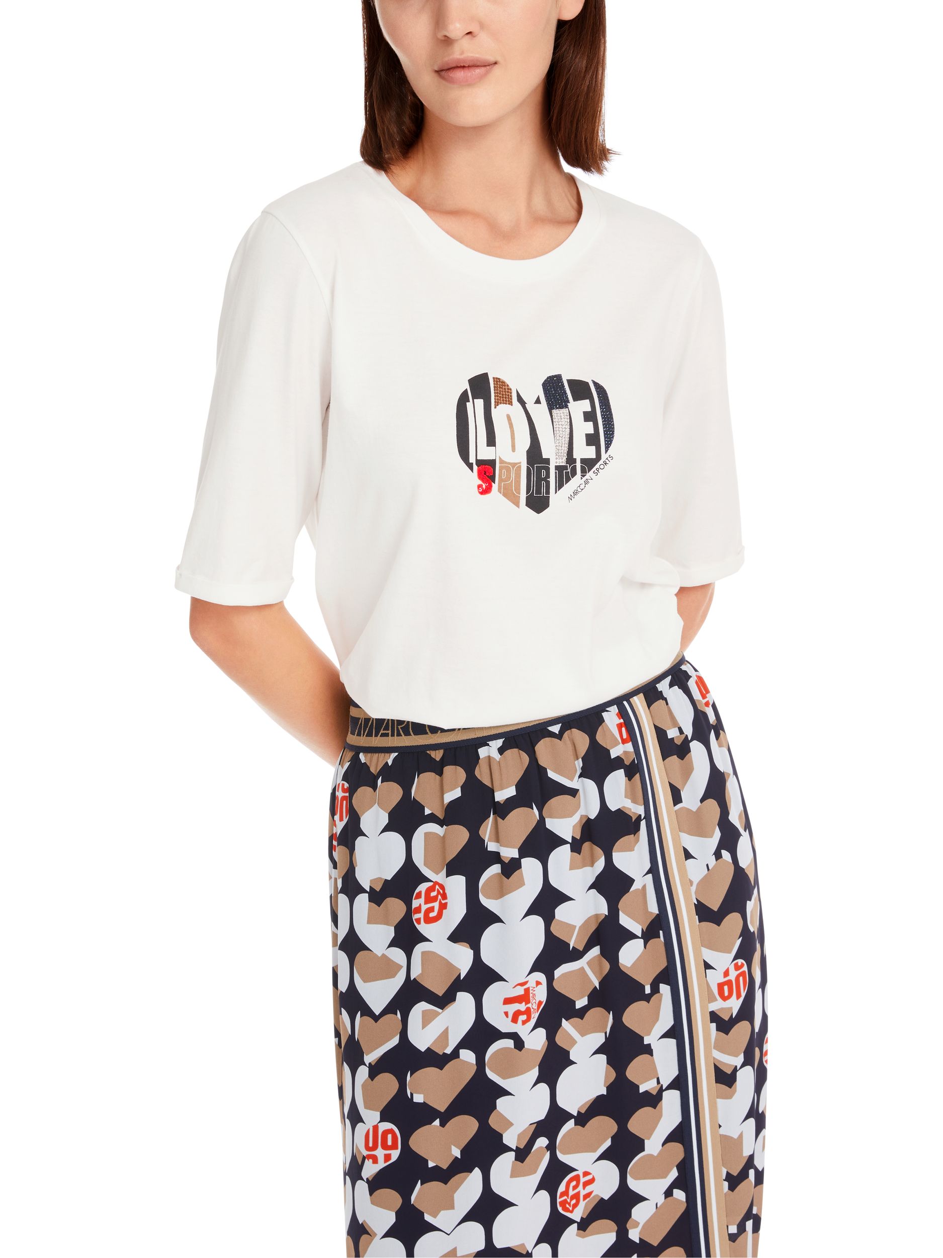 Marc Cain Sports |  T-Shirt aus 100  % Baumwolle | 36 | off-white