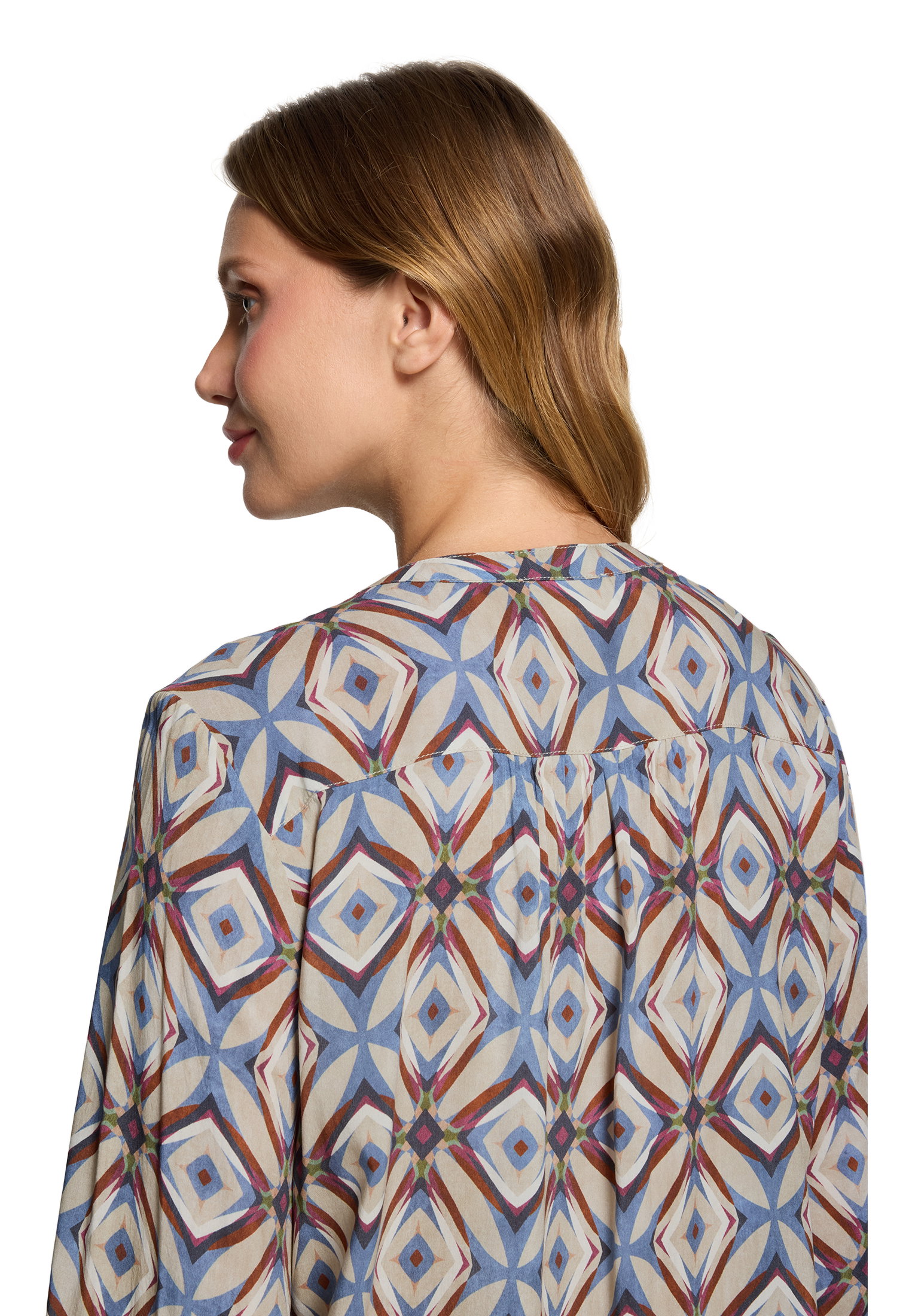 Bluse Kurz 1/1 Arm, Nature/Blue #7