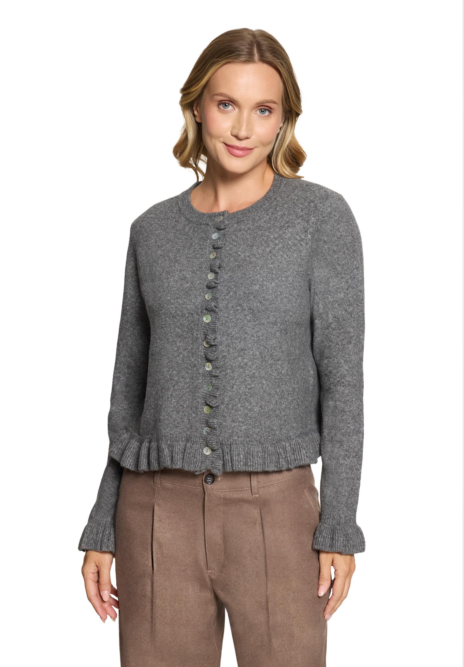 Strickjacke Kurz 1/1 Arm, Middle Grey Melange #3