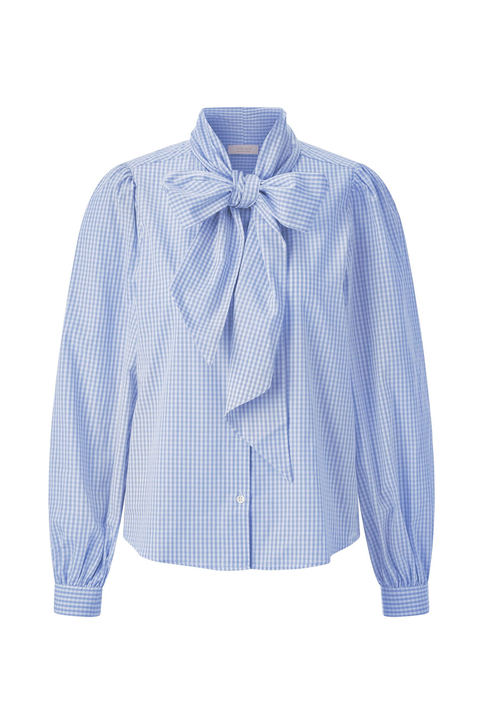Rich & Royal | Cotton Blouse with Bow | 40 | skyway blue