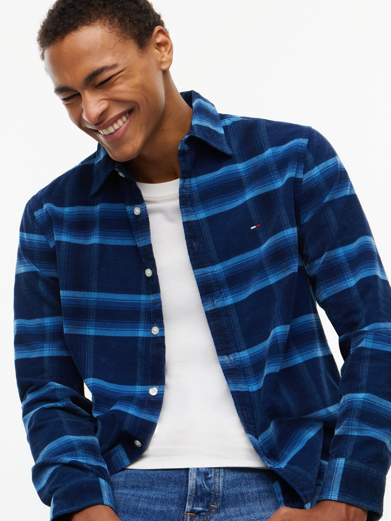 TJM REG PATTERN CORDUROY SHIRT, BLU #3