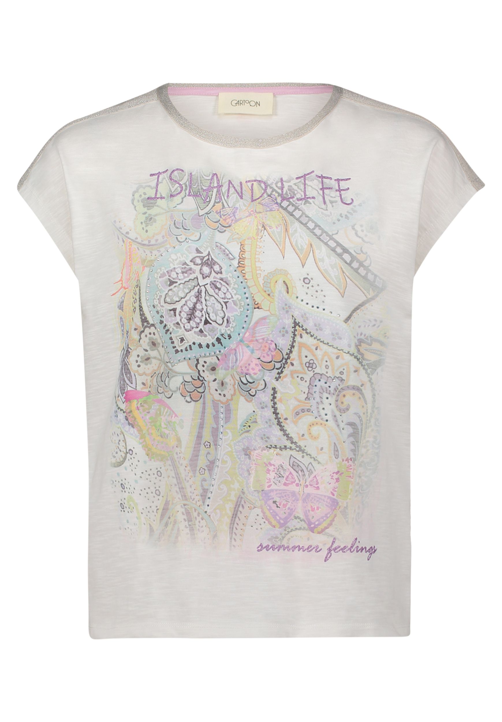 Cartoon |  Rundhals-Shirt | 44 | patch cream/rosé