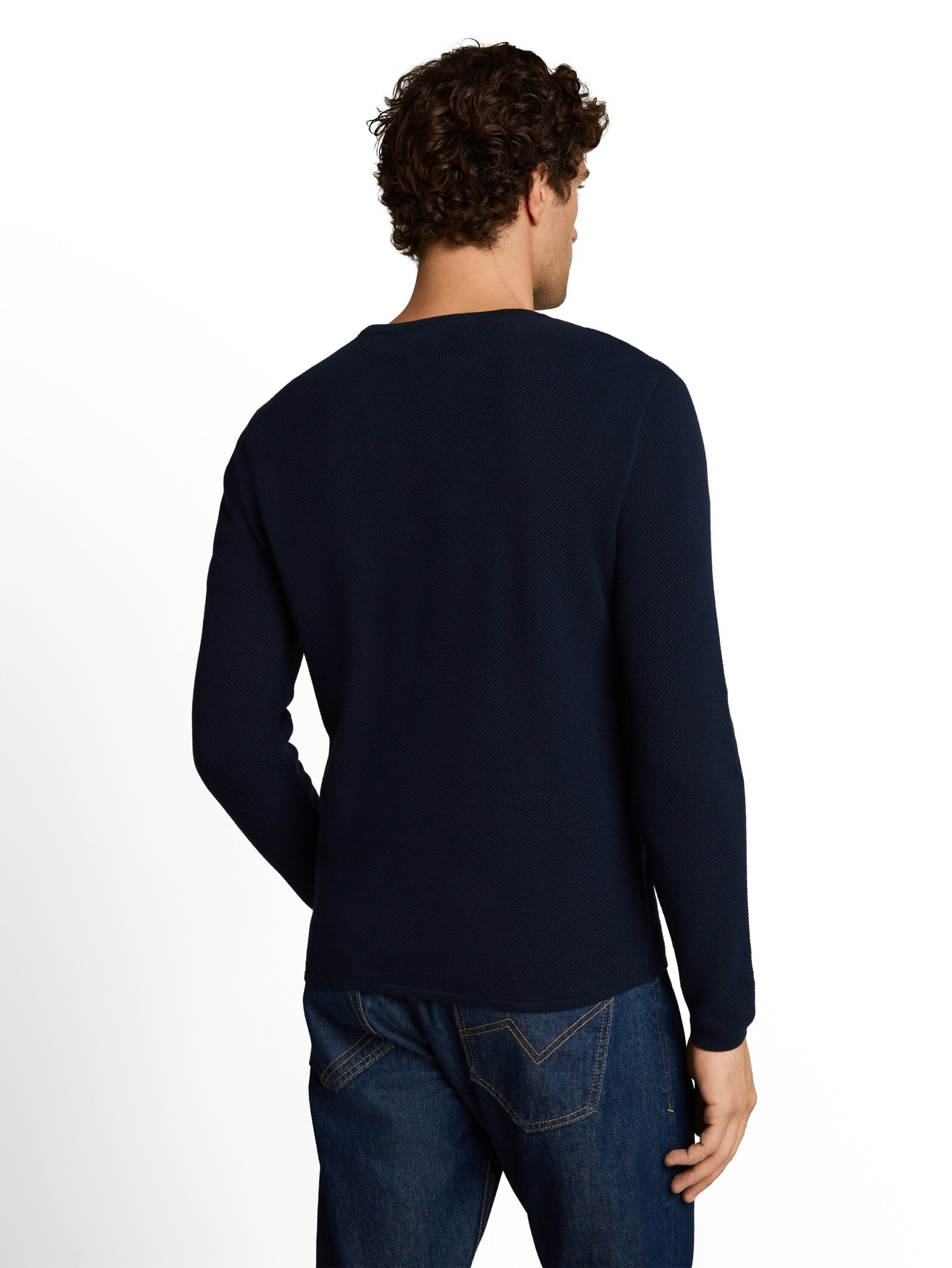 basic structred crew neck knit, sky captain blue #4