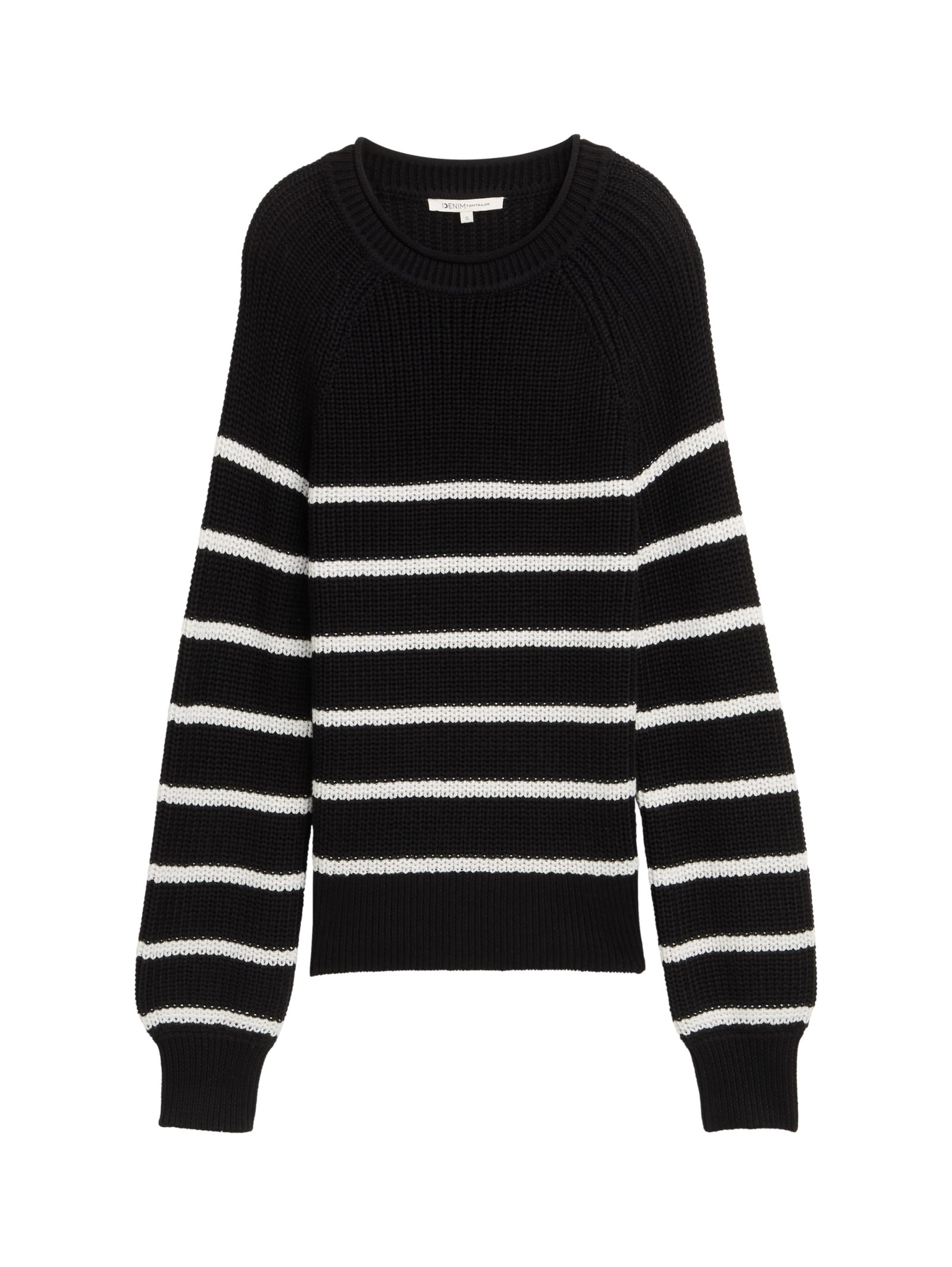 crew neck pullover, placed black white stripe #1