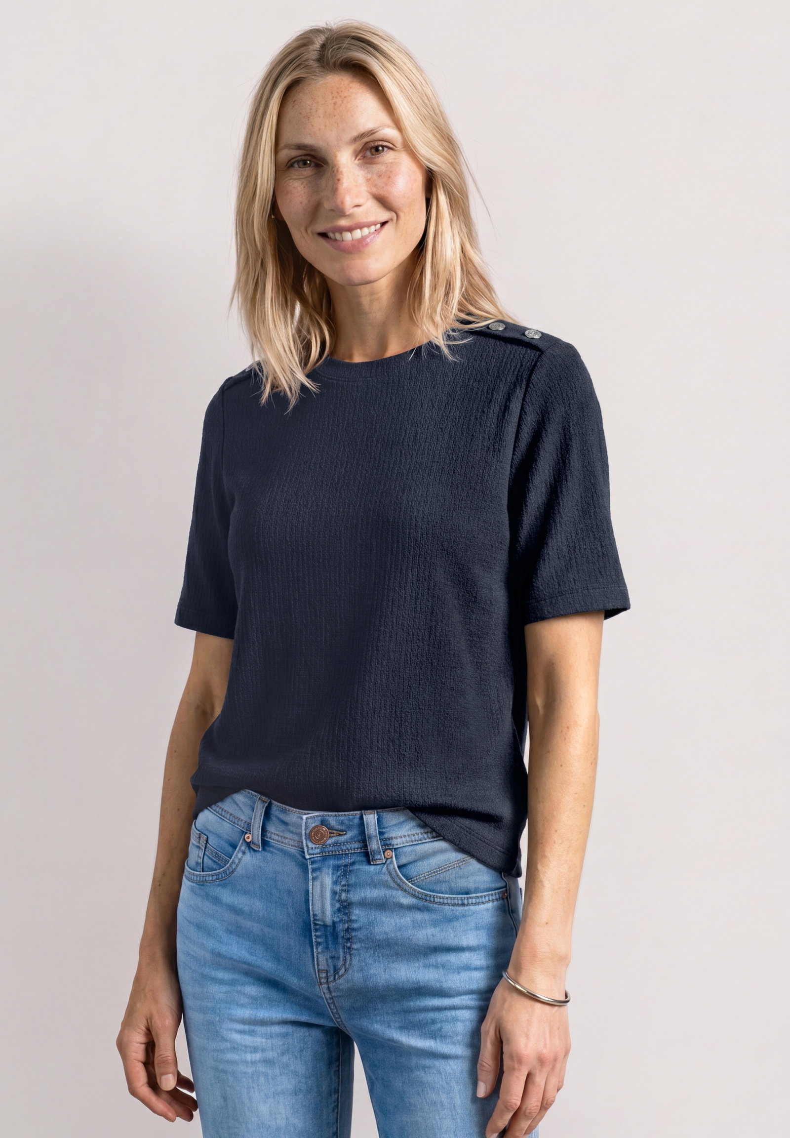 structure shirt w.deco buttons, darkest blue #3