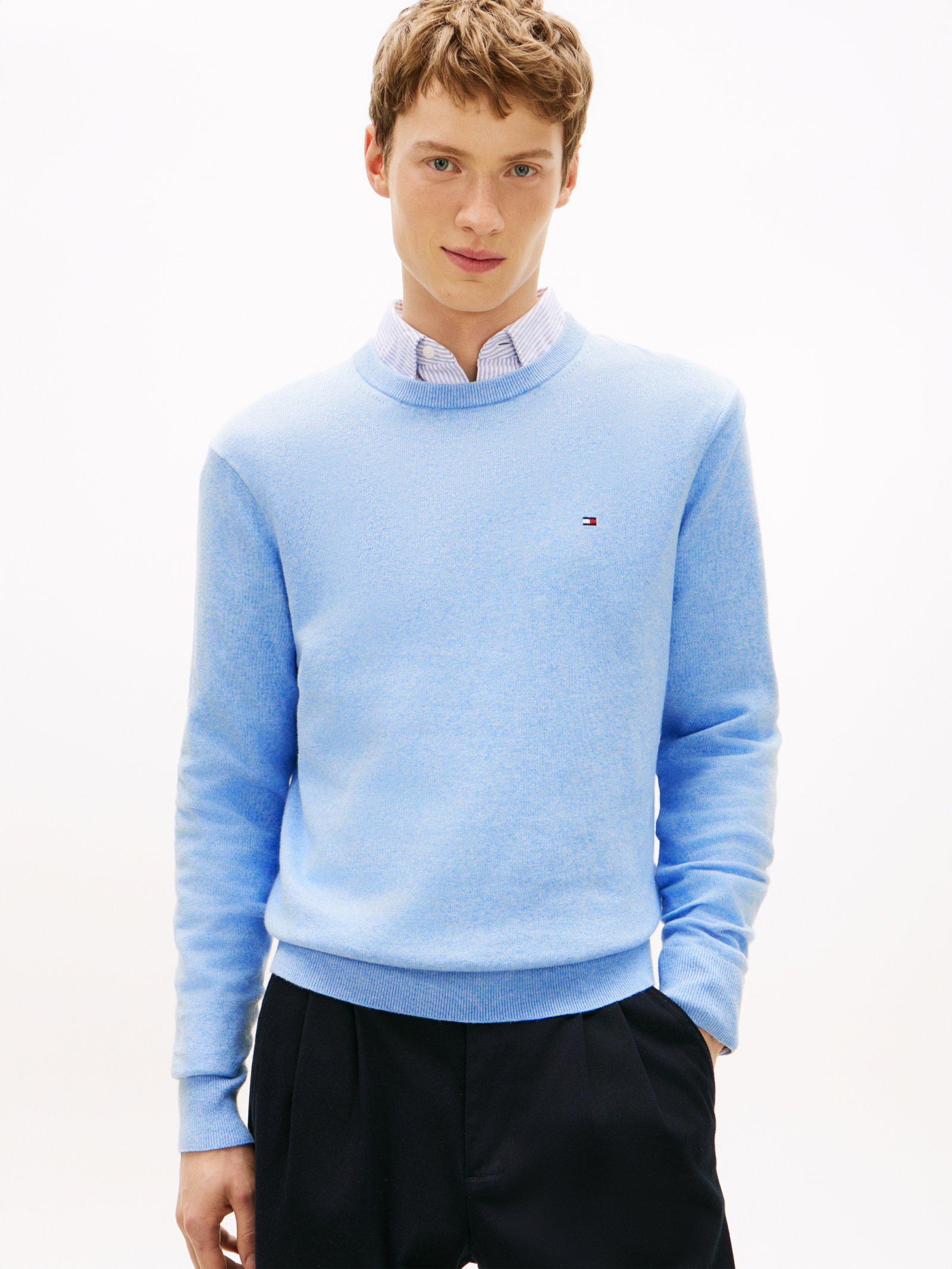 PIMA ORG CTN CASHMERE CREW NECK, BLUE #7