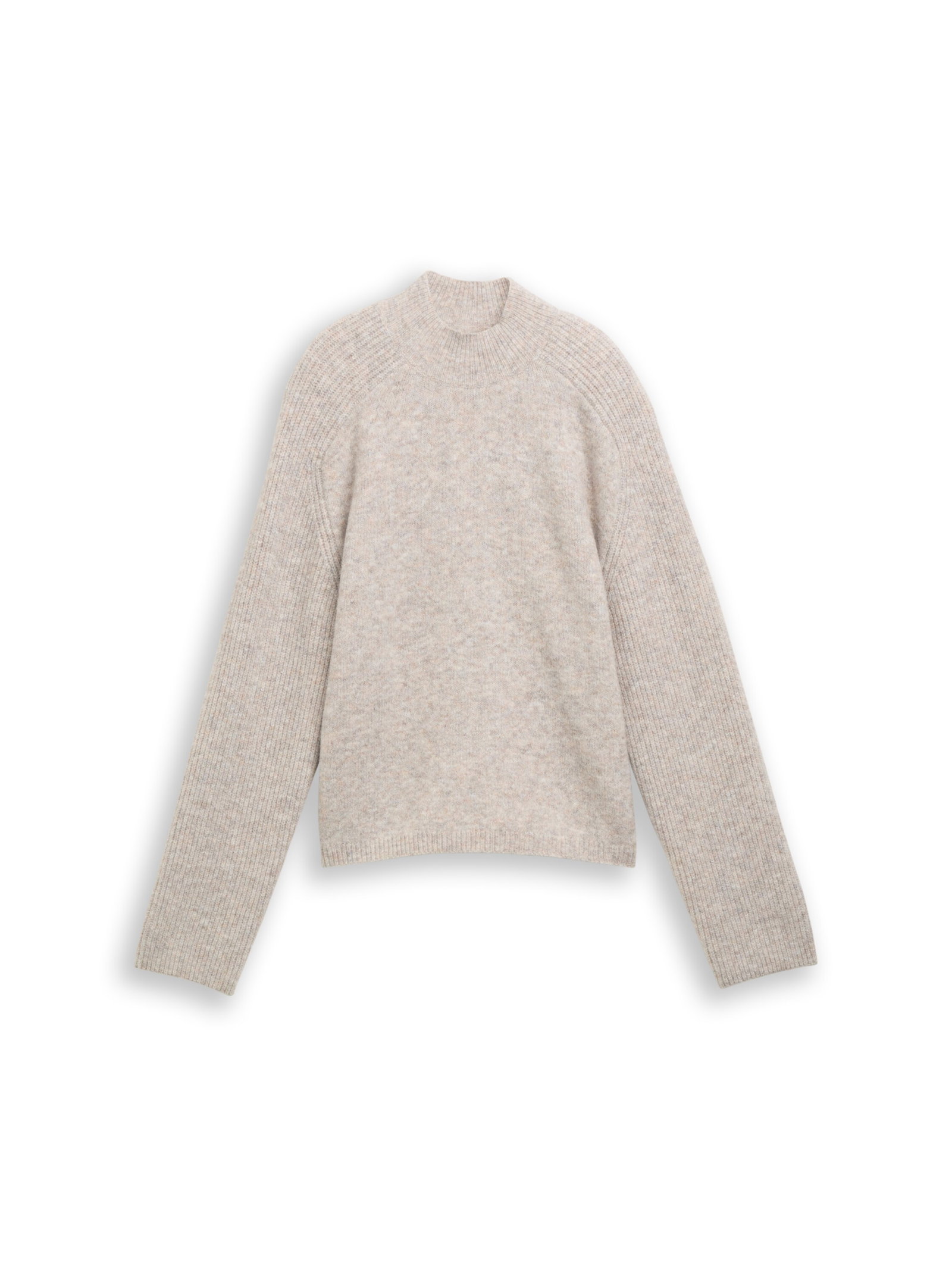 knit mock-neck with saddleshou, atmosphere beige melange #1