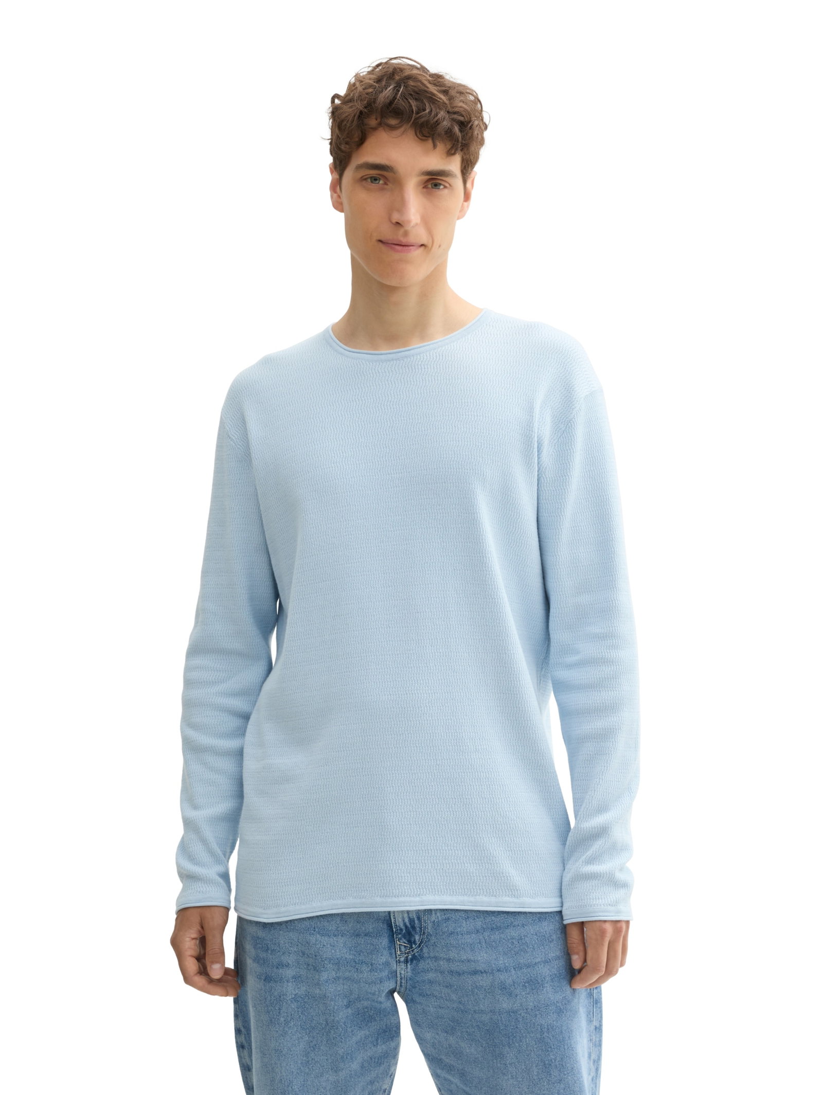 structured roll edge knit, Light Metal Blue #6