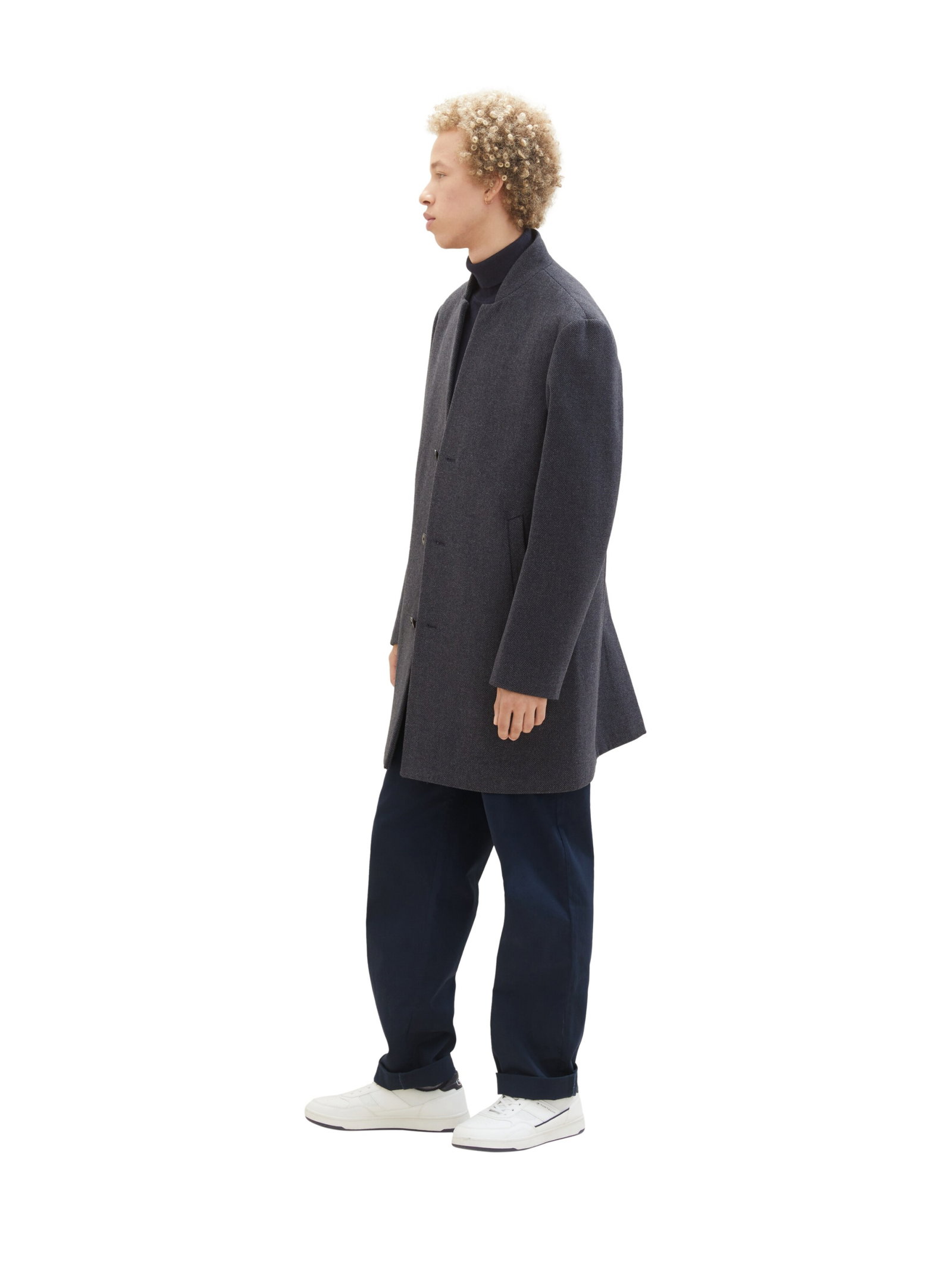 three button wool coat, blueish salt and pepper #4