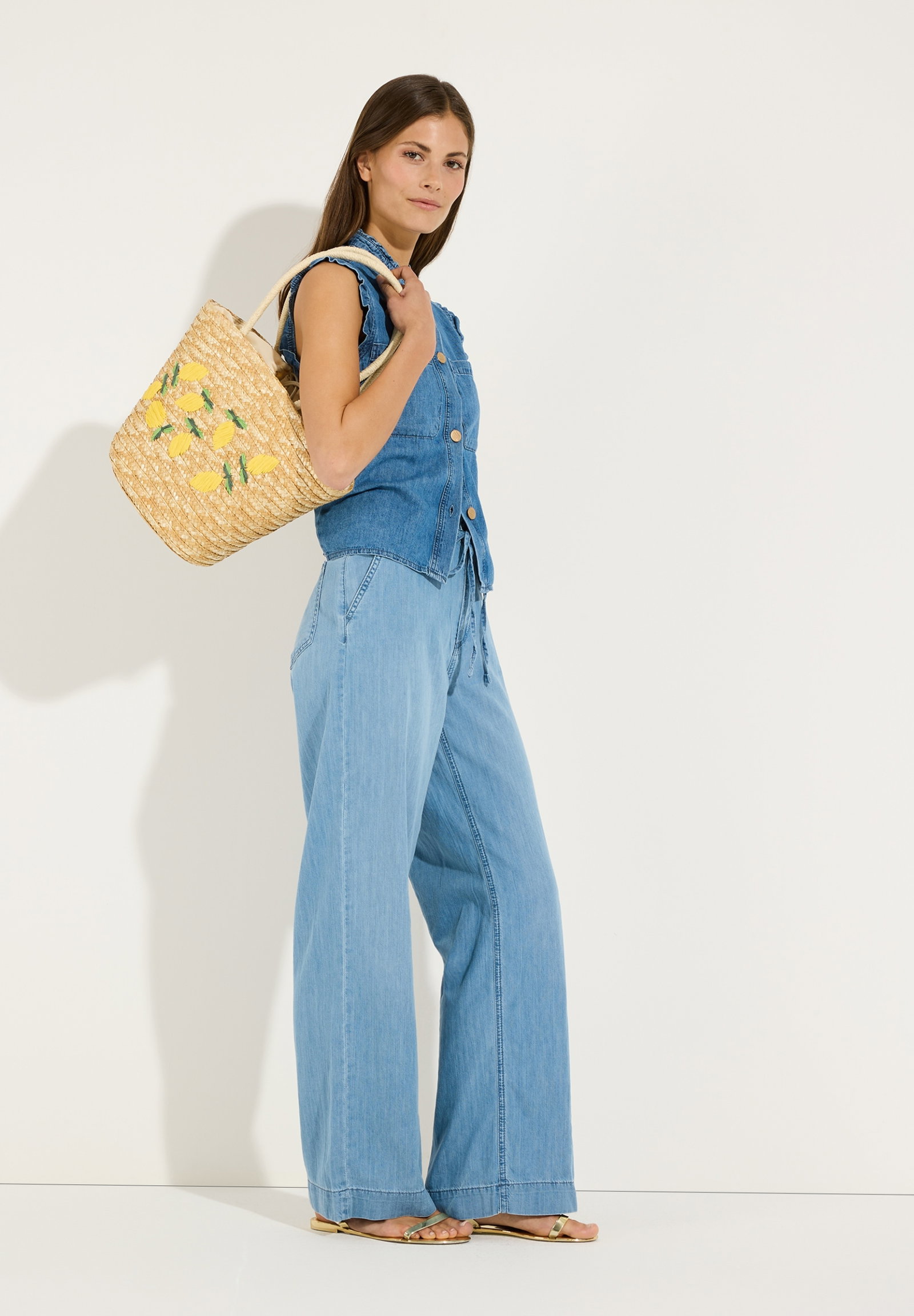 Jeansbluse mit Rüschenärmeln #4