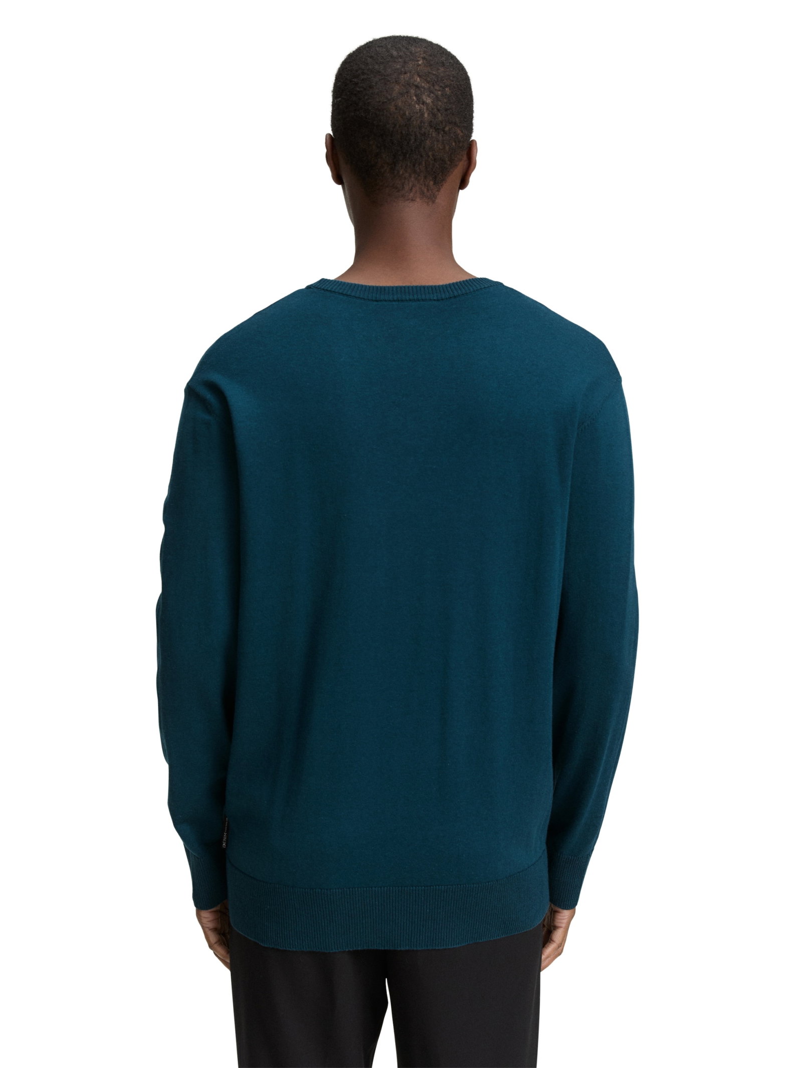 basic plaited crewneck knit, deep green plated design #4