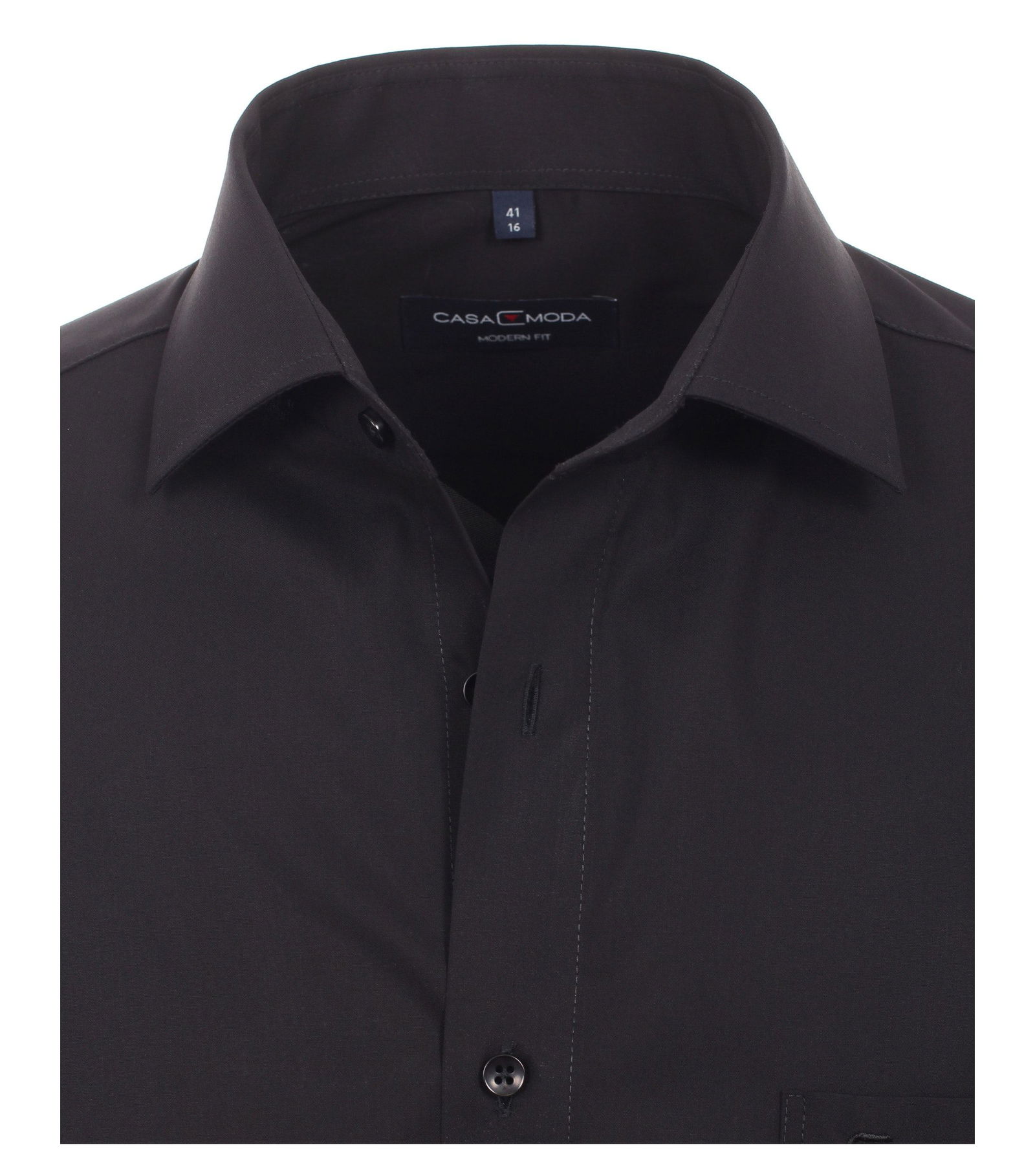 Casa Moda | Popeline Hemd unifarben extra langer Arm 72cm | 44 | schwarz