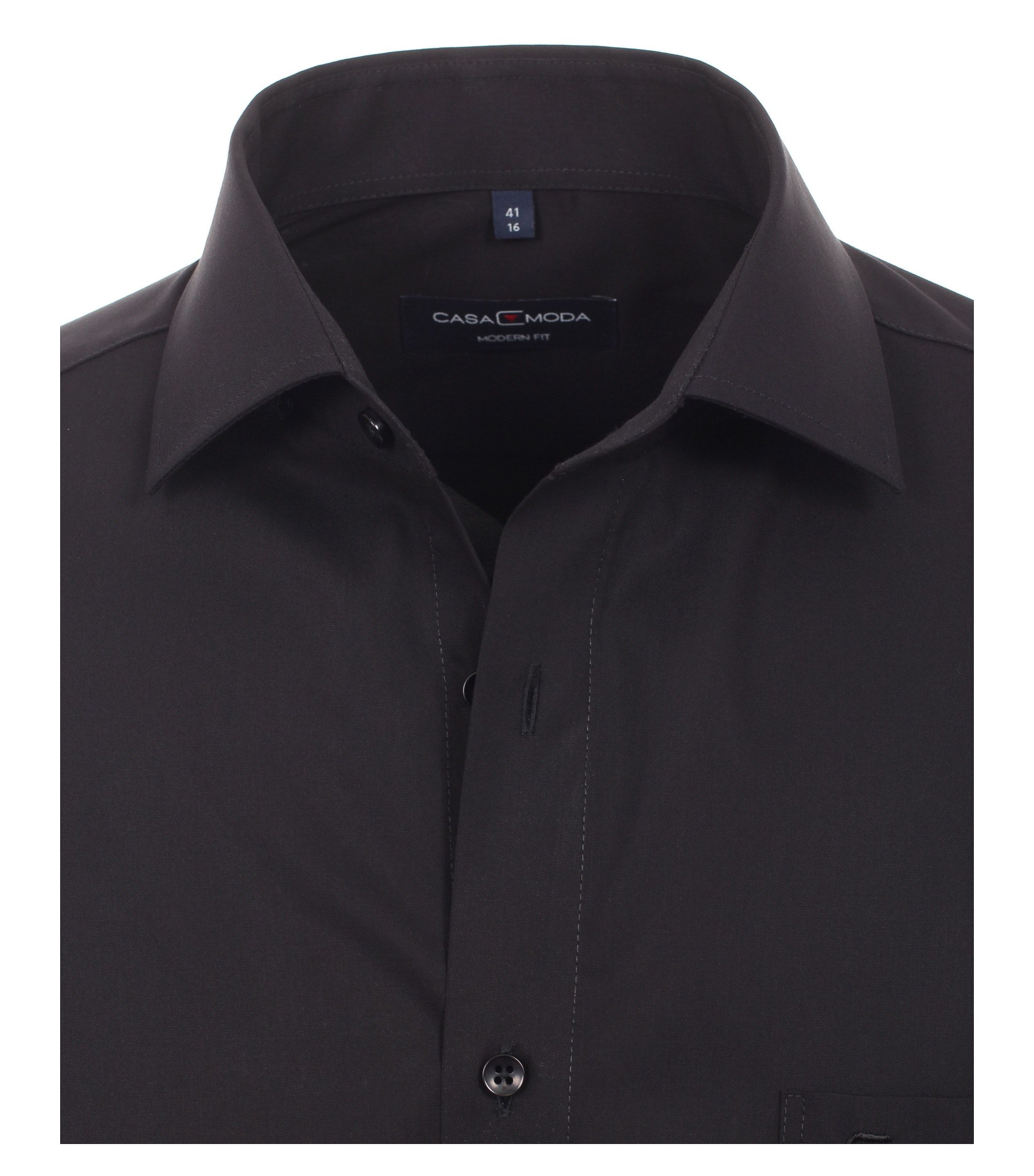 Casa Moda |  Popeline Hemd unifarben extra langer Arm 72cm | 44 | schwarz