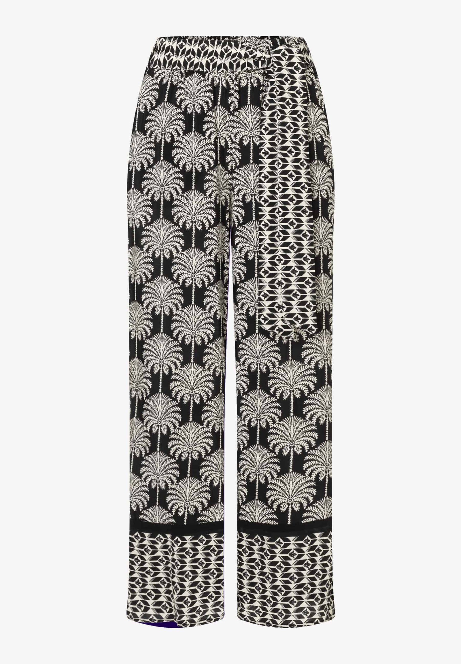 Viscose Print Culotte Pants, twotone palm print #1