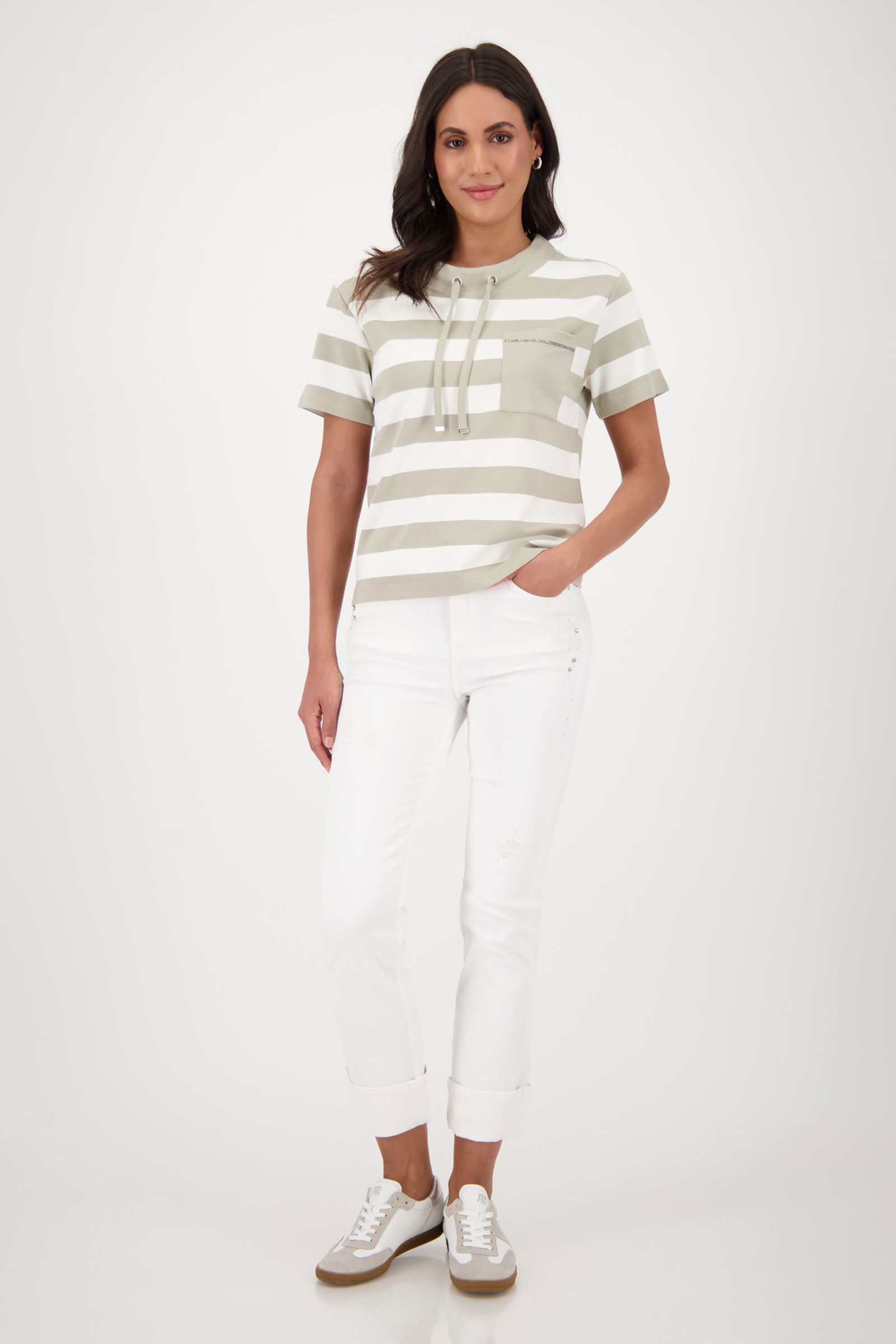 Monari |  T-Shirt, bamboo ringel | 40