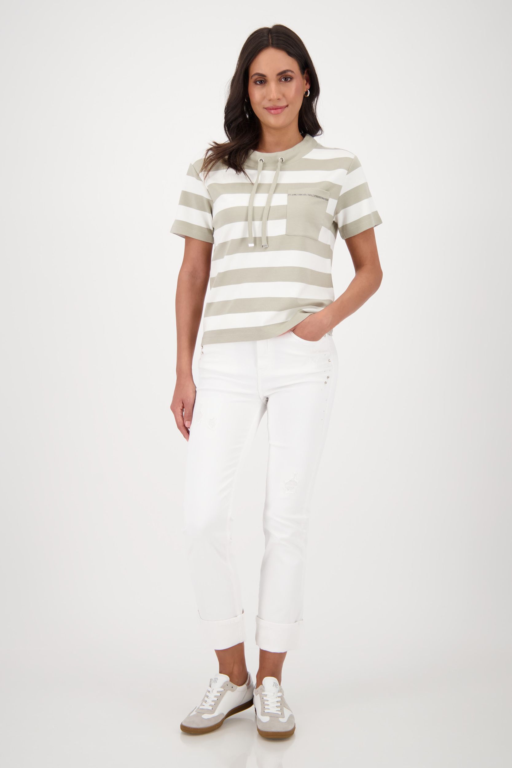 Monari |  T-Shirt, bamboo ringel | 40