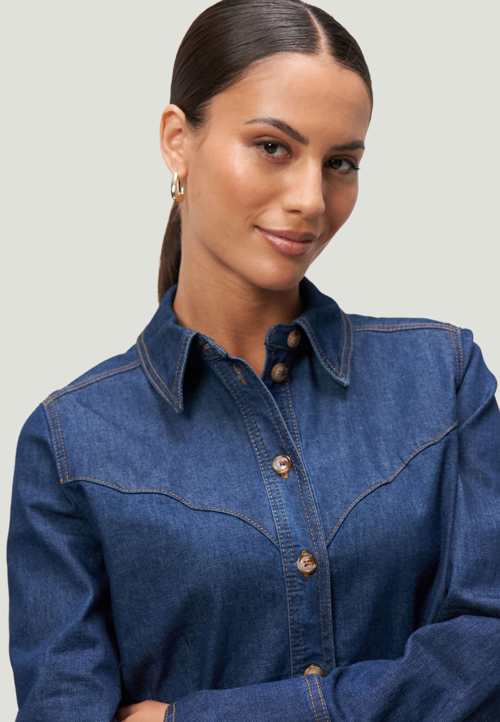 Zero | Zero Druckbluse | 40 | dark blue denim