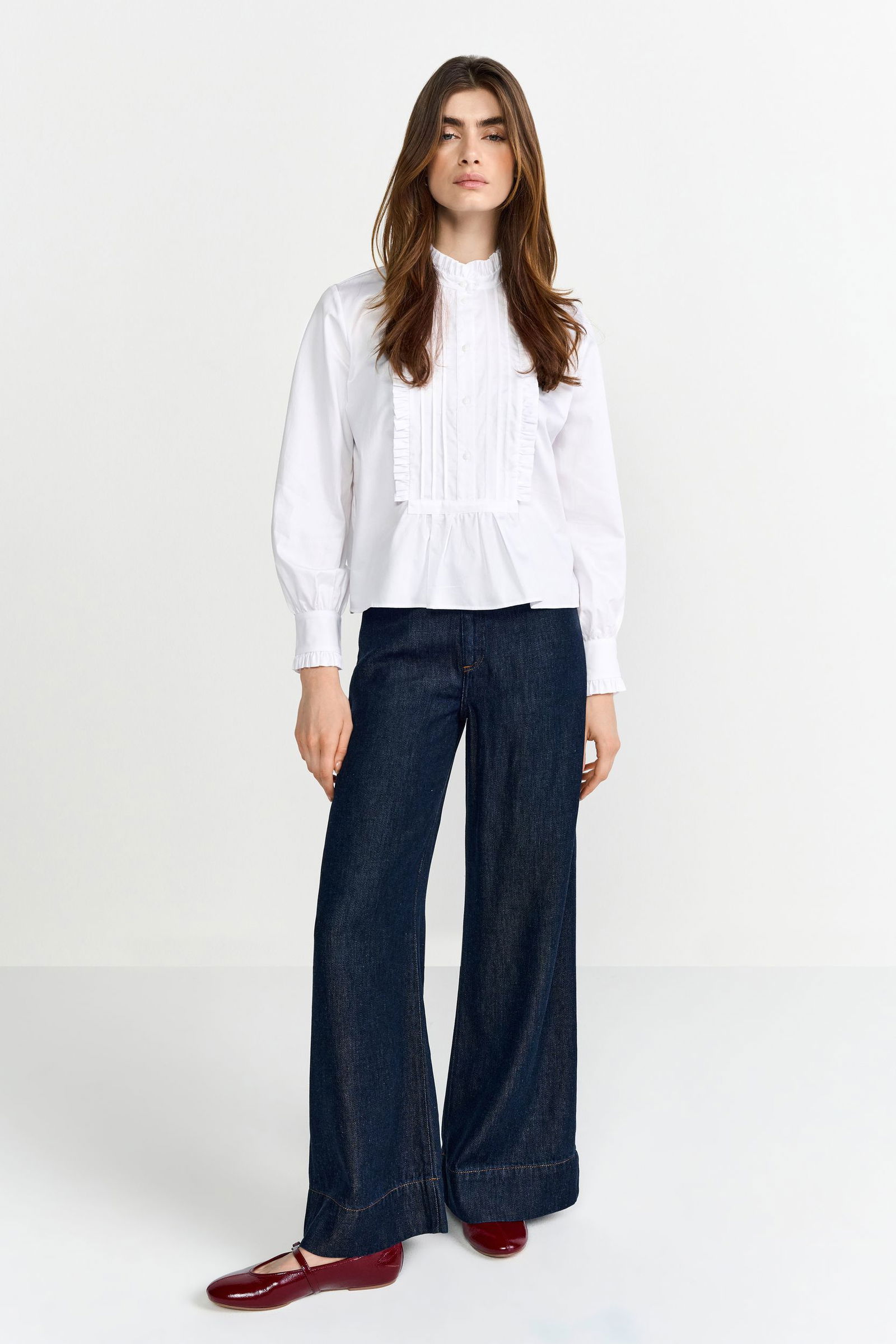 Rich & Royal | Cotton Ruffle Blouse | 36 | white