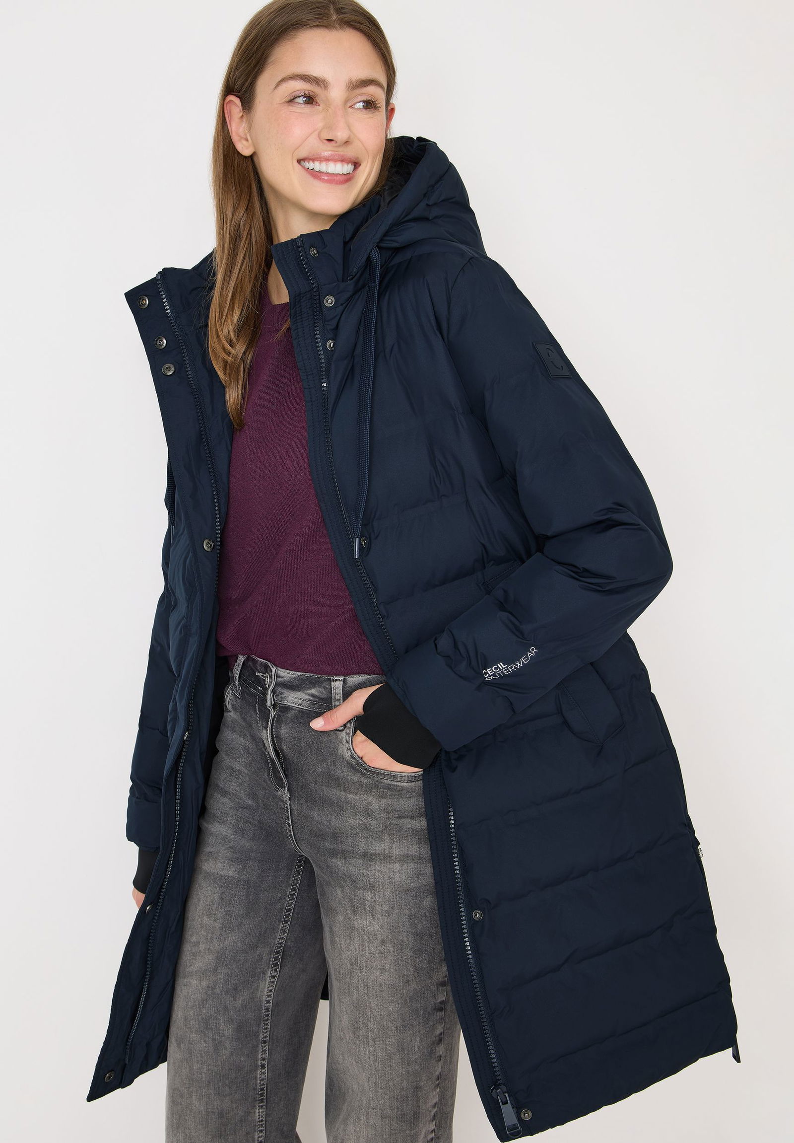 CECIL | CECIL Steppmantel | M | dark navy blue
