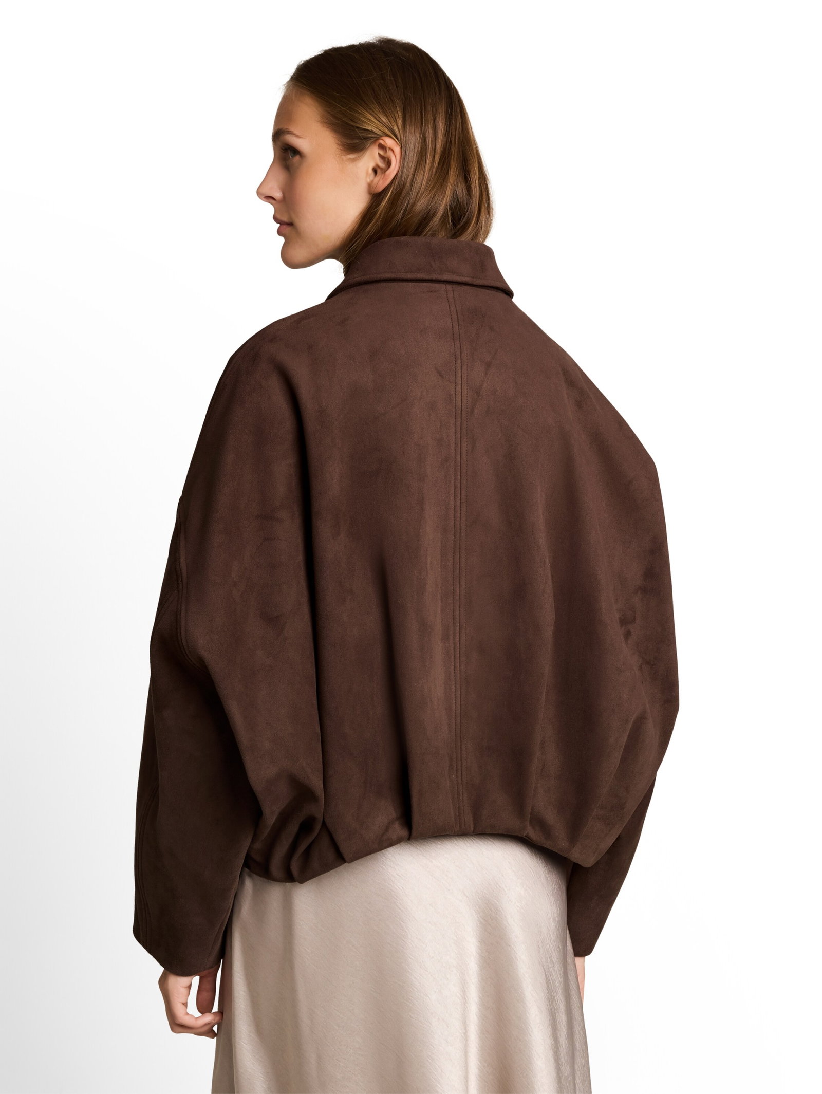 fake suede leather jacket, cool dark brown #4