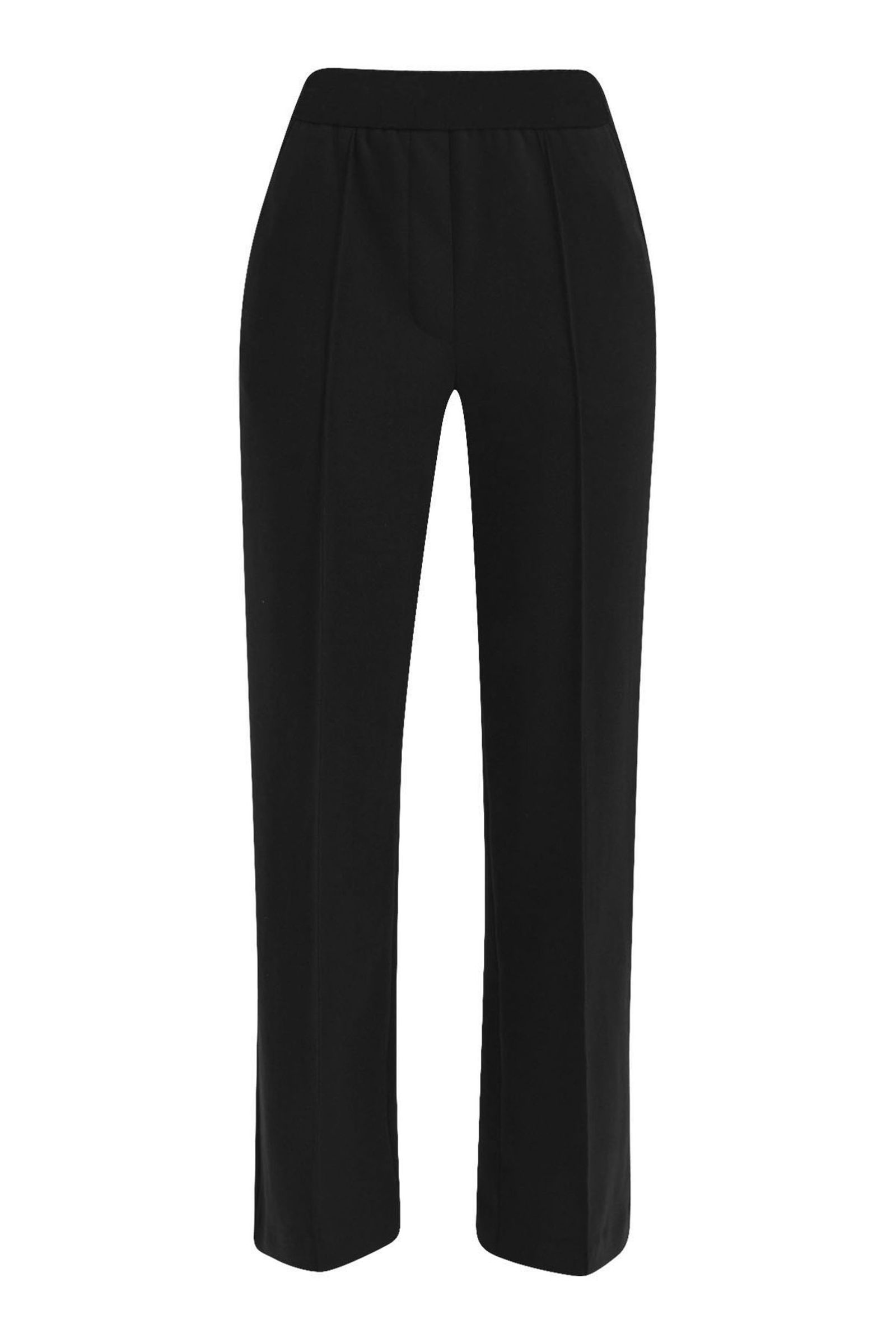  | WIDELEG PANTS WITH ELASTIC AT BACK, BLACK | S | black