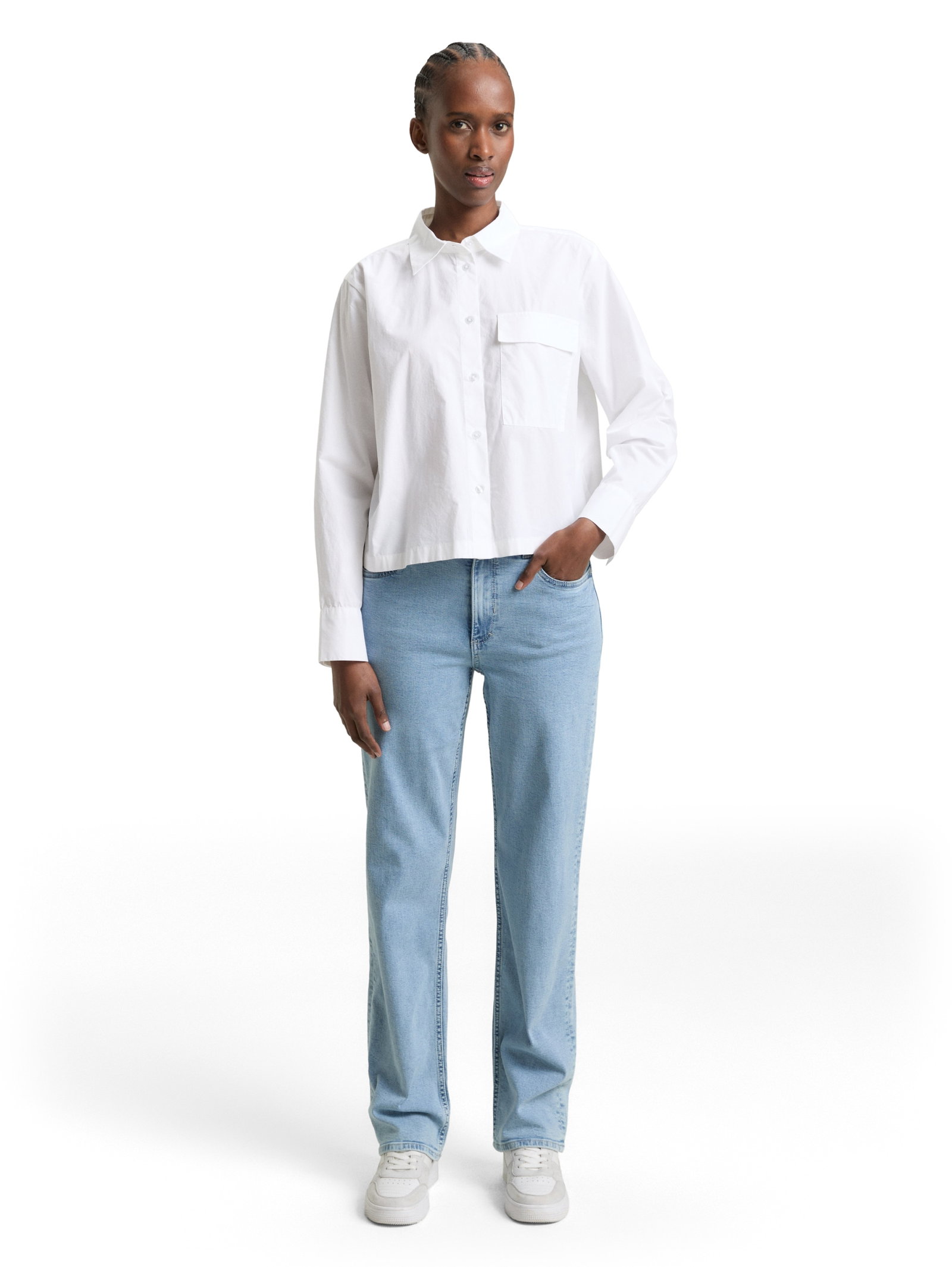 boxy poplin shirt with details, White #3
