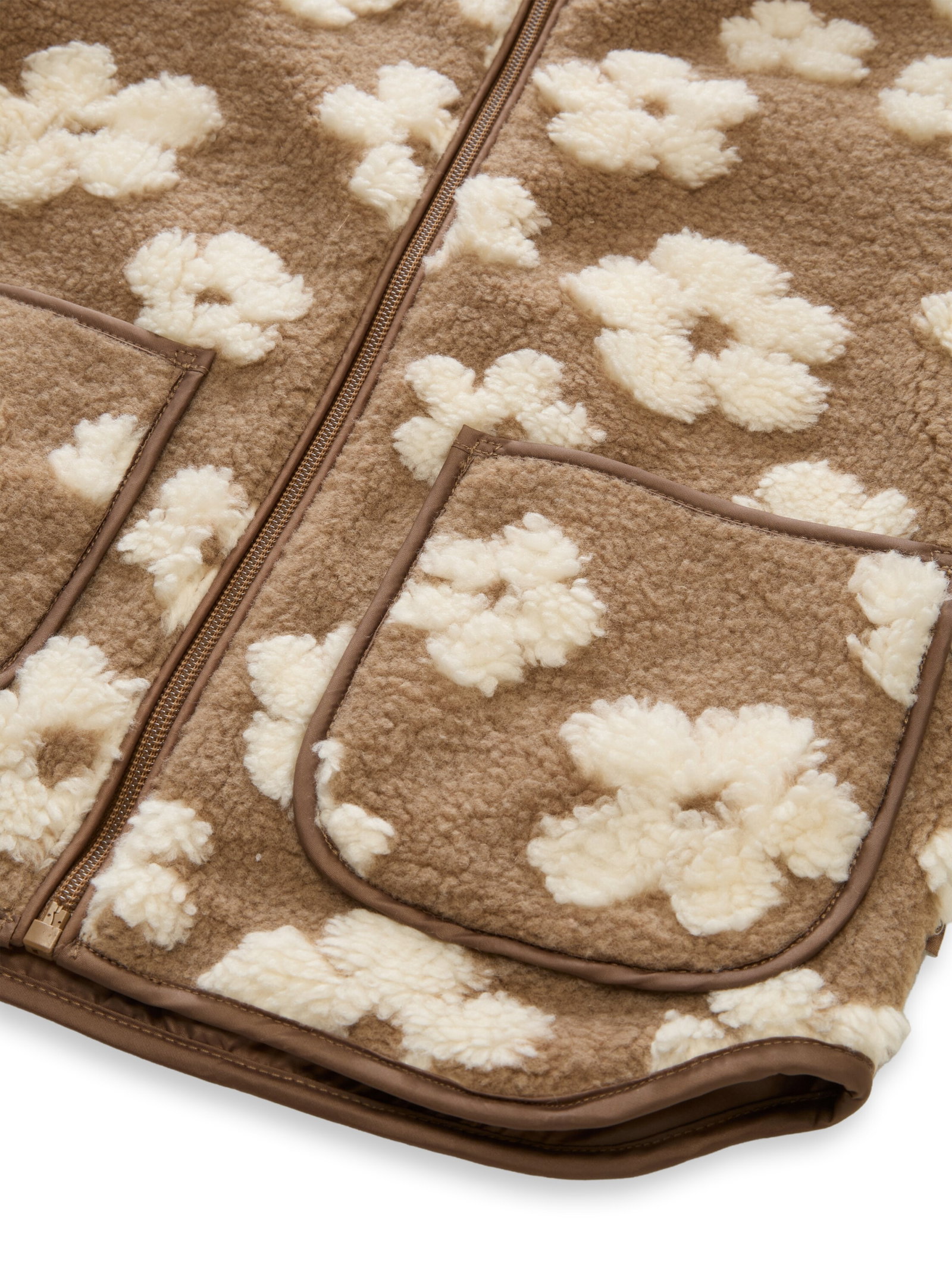 teddy bomber jacket, brown teddy flower artwork #3