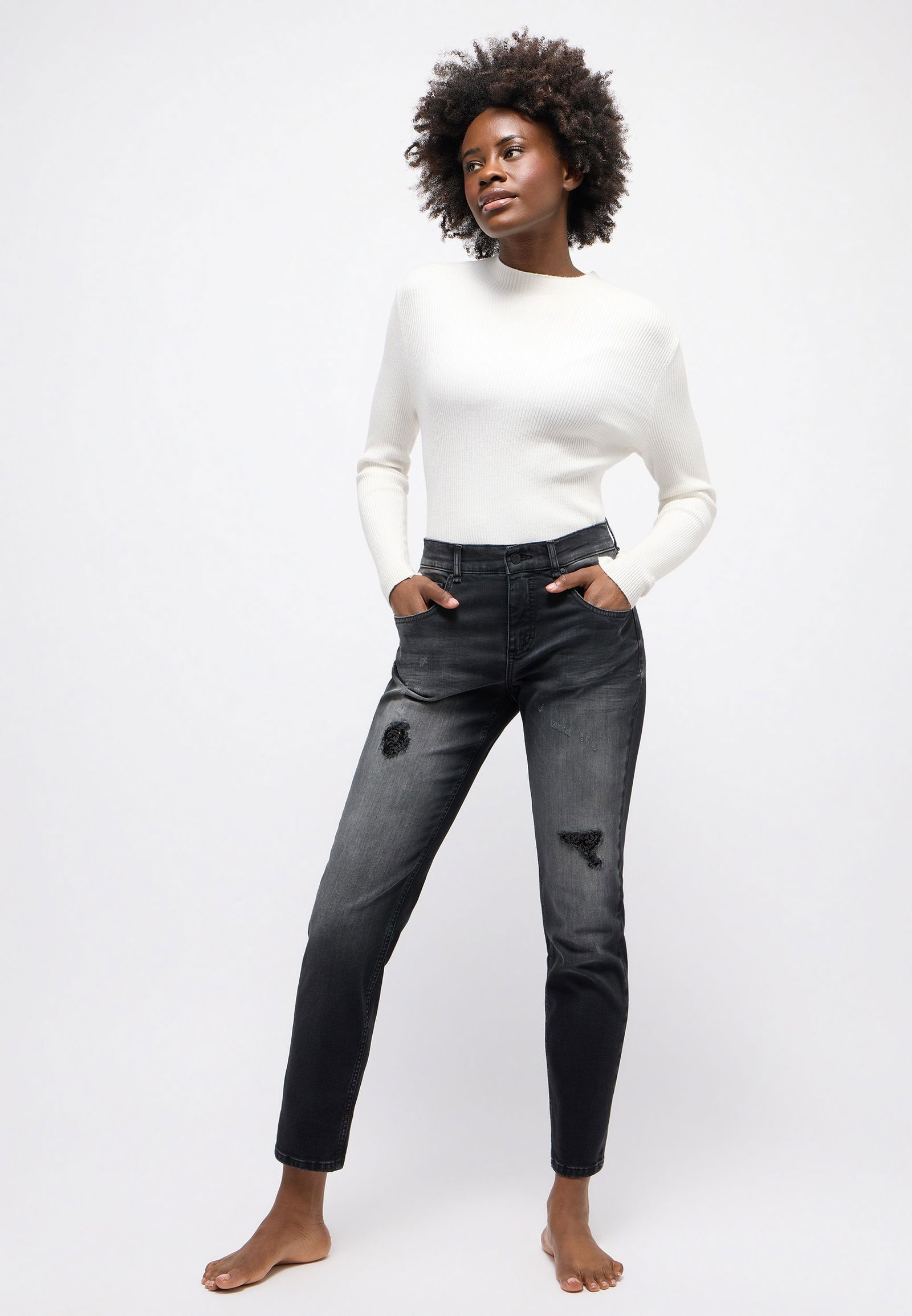 3c805f75c6ada125ddb792749ff75987 Angels |  Angels Boyfriend Jeans "Sequin" | 34/30 | dark indigo destroyed
