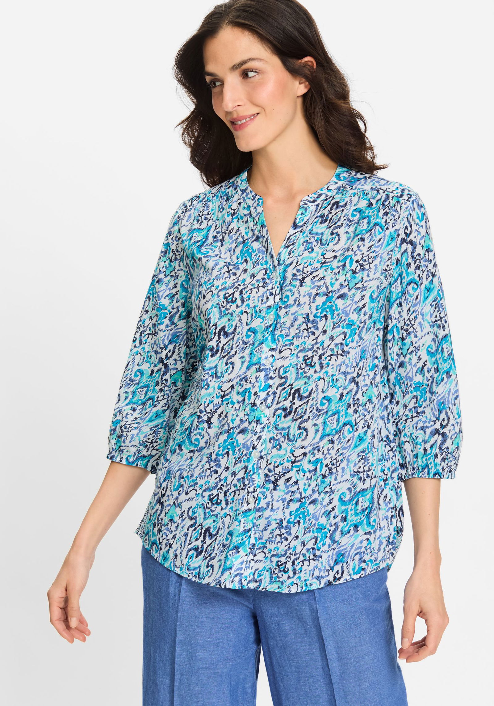 Olsen |  Olsen Druckbluse  | 46 | aruba blue