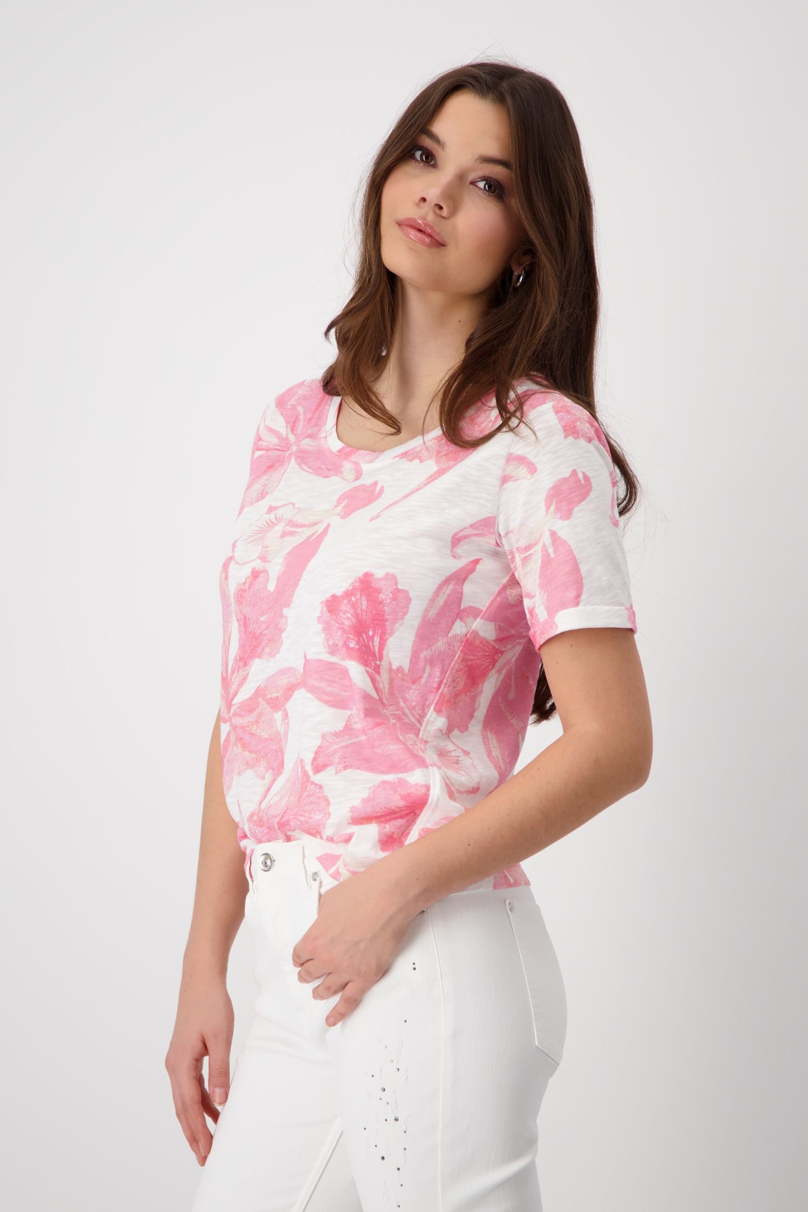 T-Shirt, pink smoothie gemustert