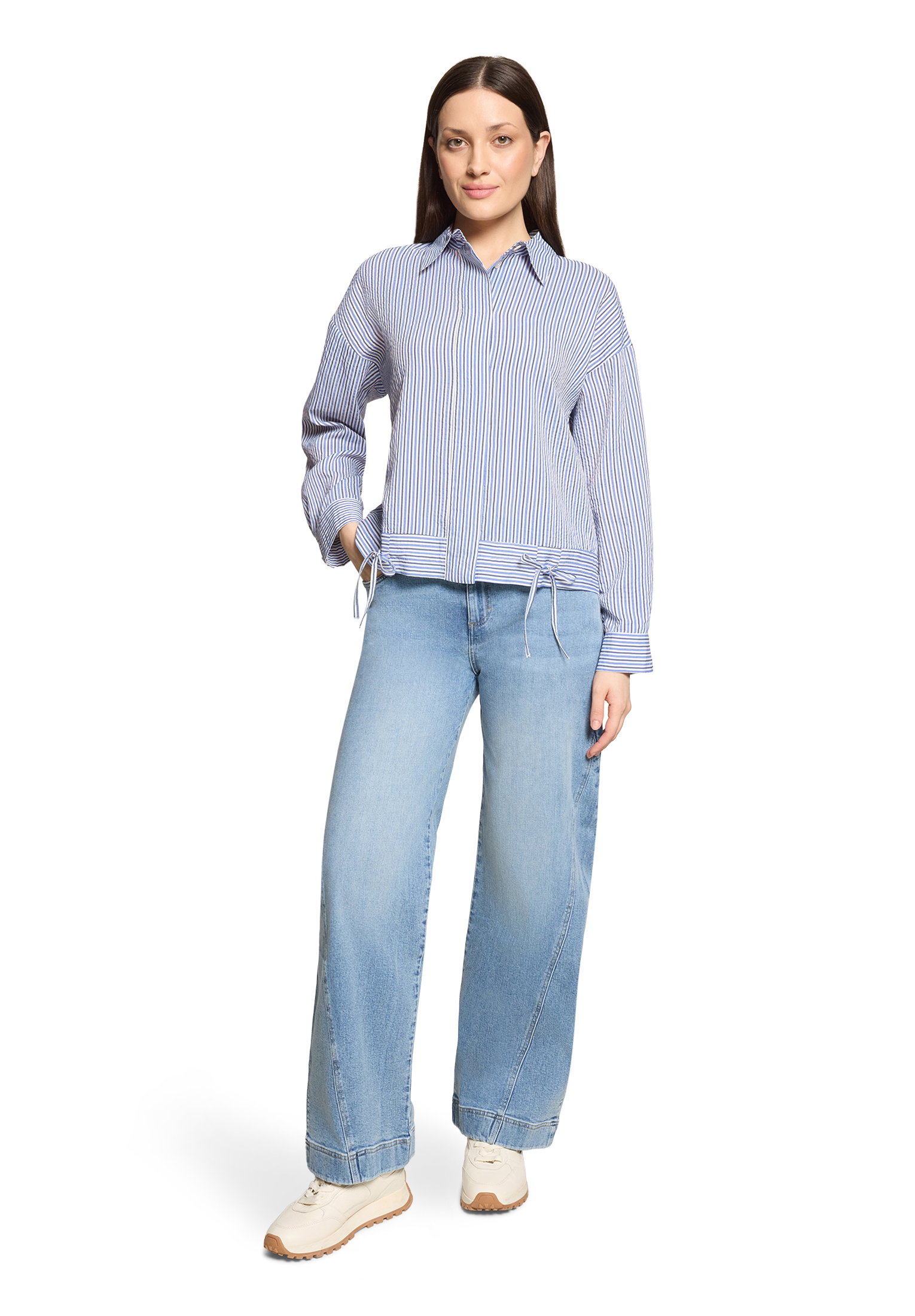 Bluse Kurz 1/1 Arm, Blue/White #5
