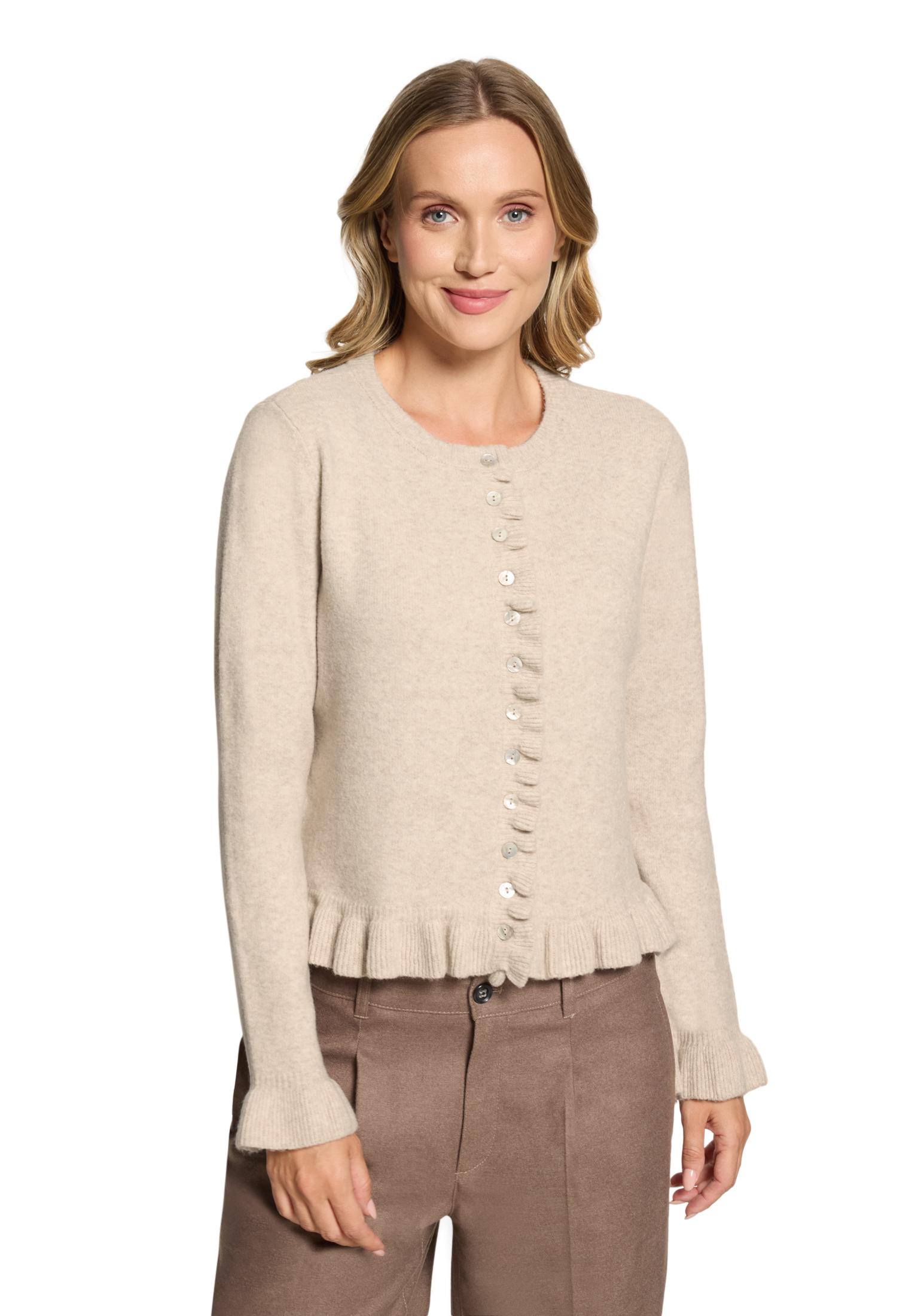 Strickjacke Kurz 1/1 Arm, Light Beige Melange #3