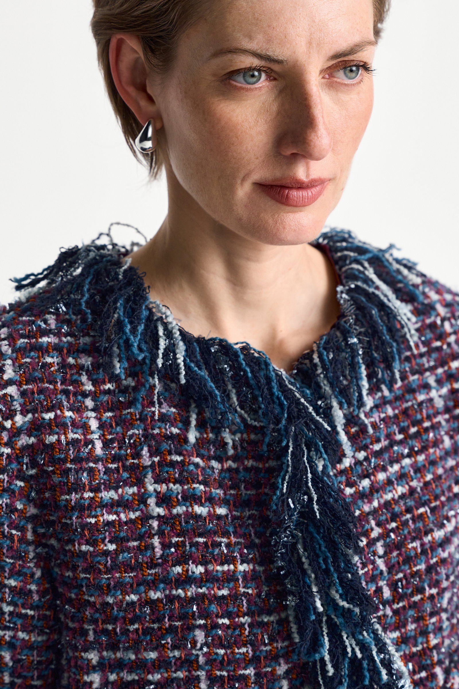 Fringed Boucle Jacket, midnight blue #5