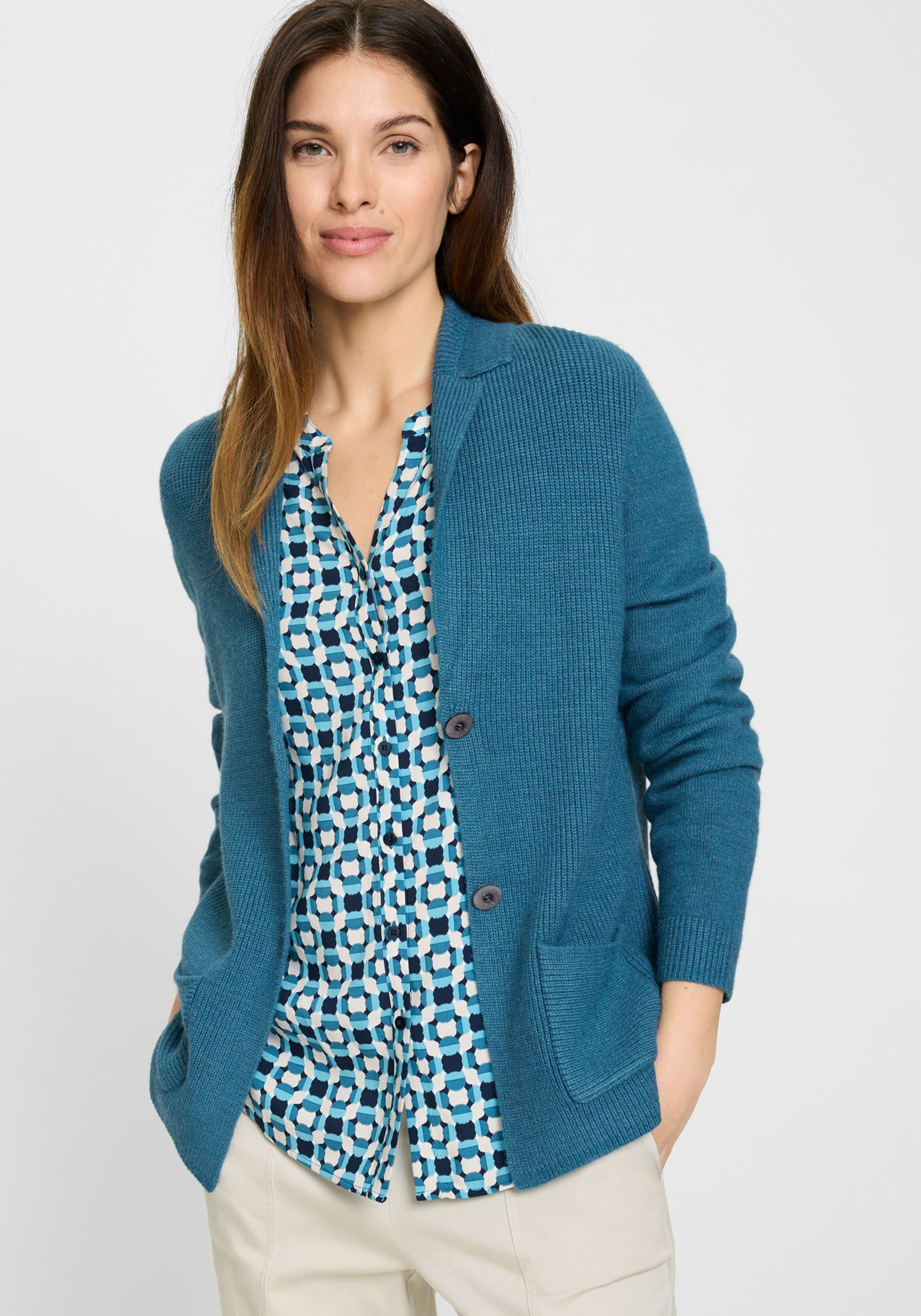 Olsen |  Olsen Strickjacke | Cardigan  | 46 | midnight teal mel.