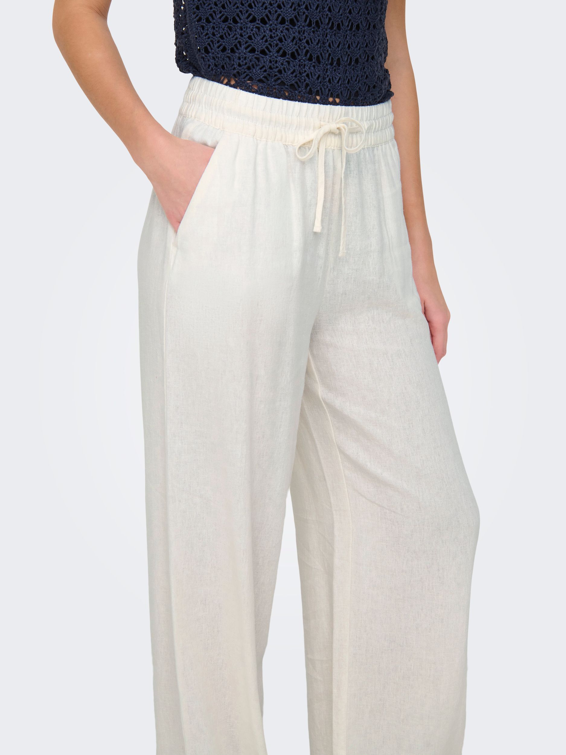 JDY |  JDYSAY HW LINEN WIDE PANT WVN NOOS | XS/32 | snow white