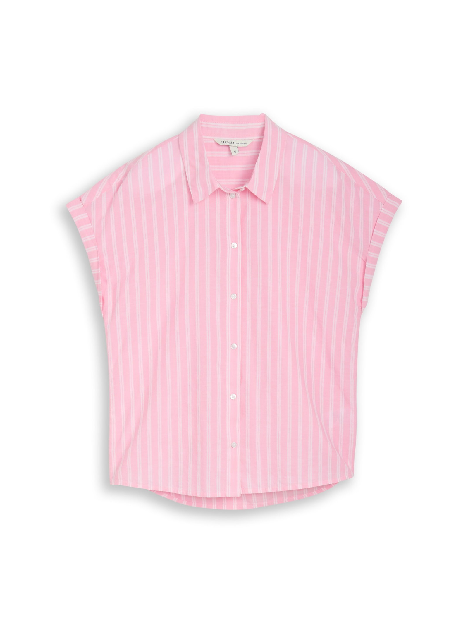 shortsleeve cotton shirt, blush pink stripe #1