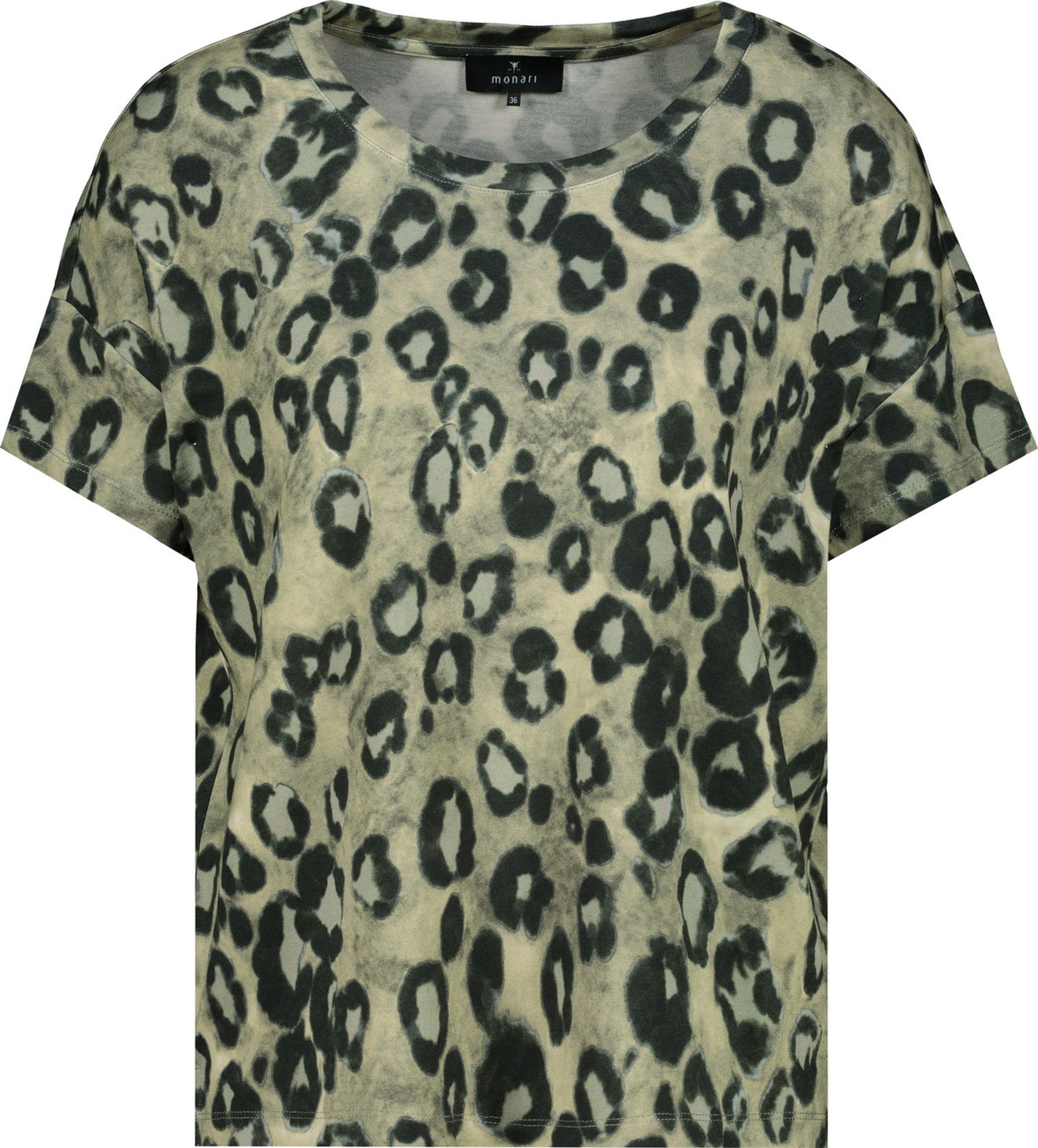 Monari | T-Shirt, bamboo gemustert | 46 | light khaki gemustert