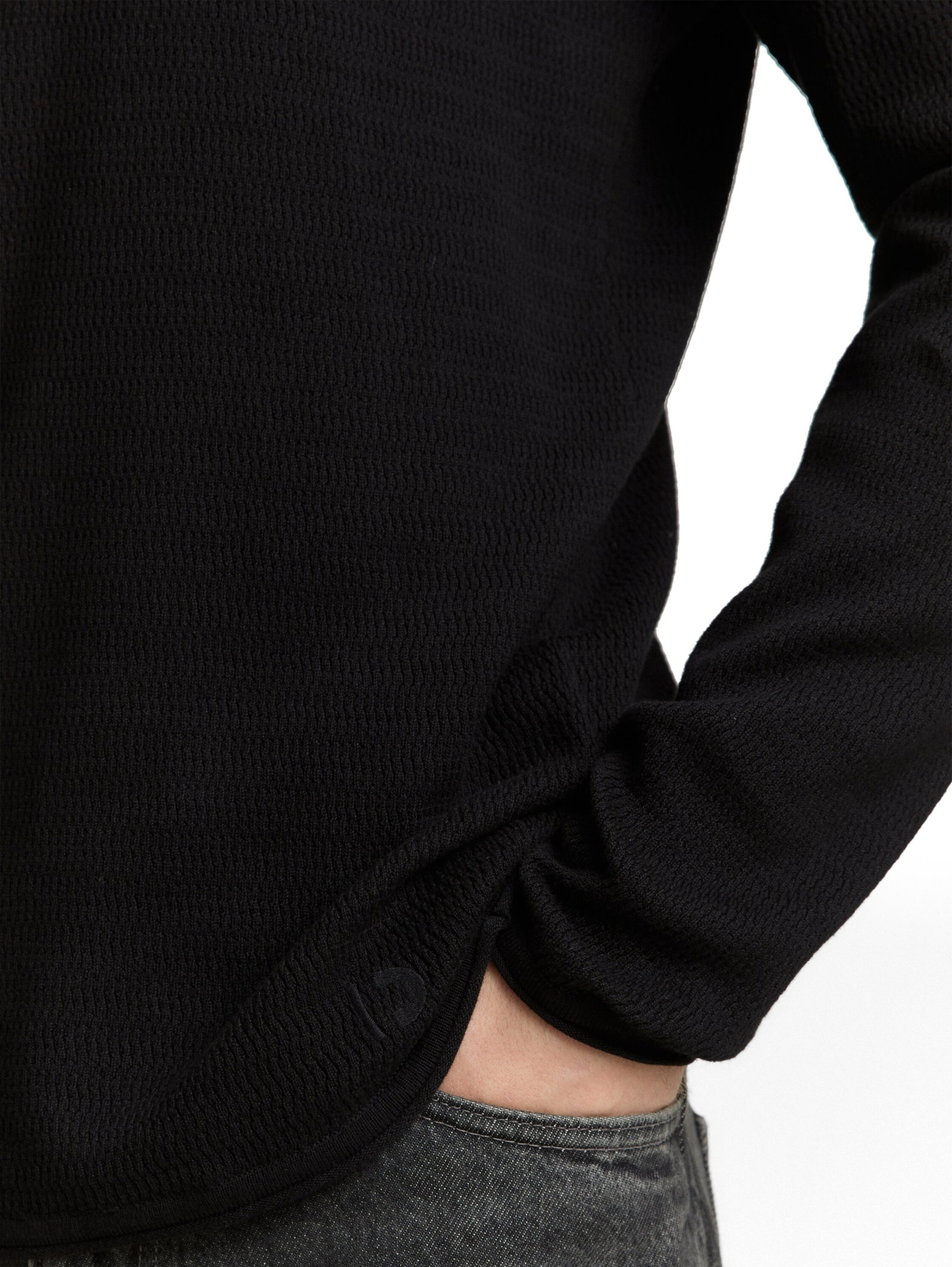 structured roll edge knit, Black #6