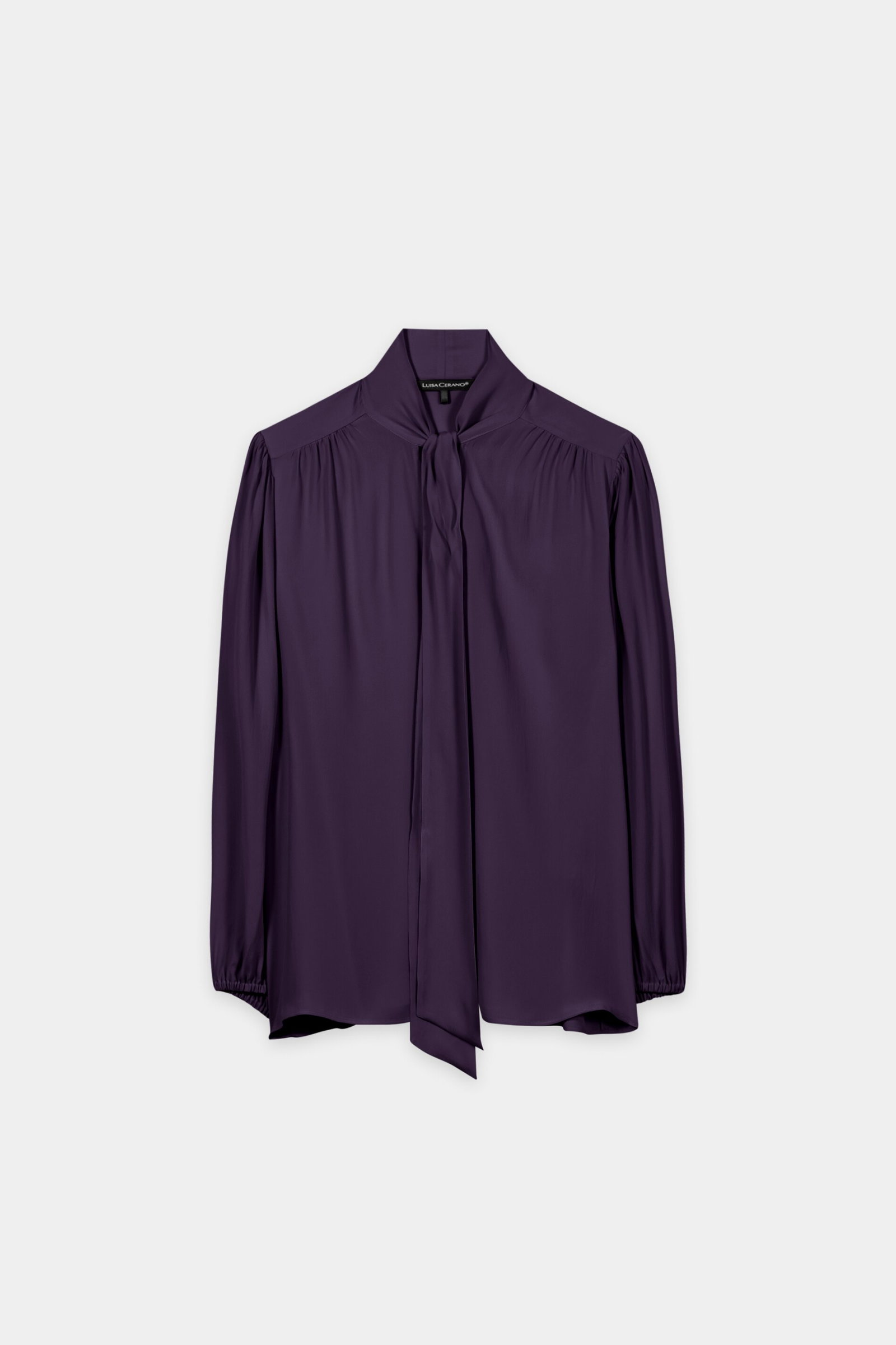 Schluppenbluse aus Seiden-Mix, plum #1
